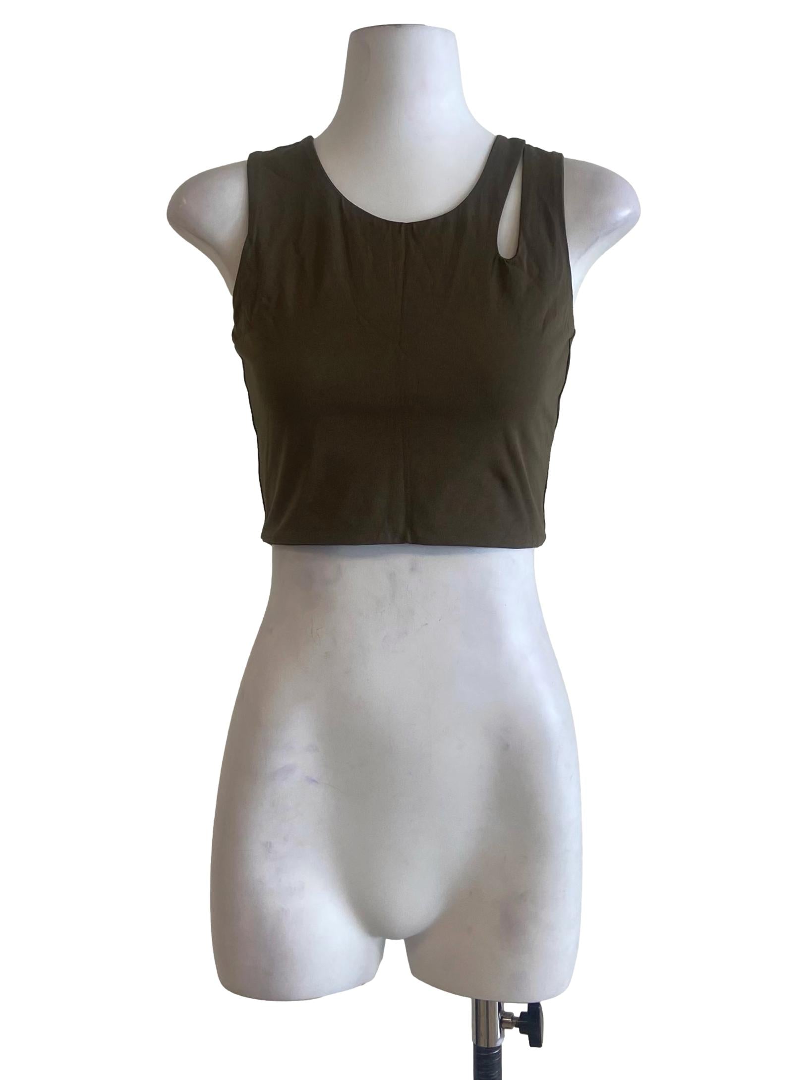 Pickle Green Sleeveless Crop Top