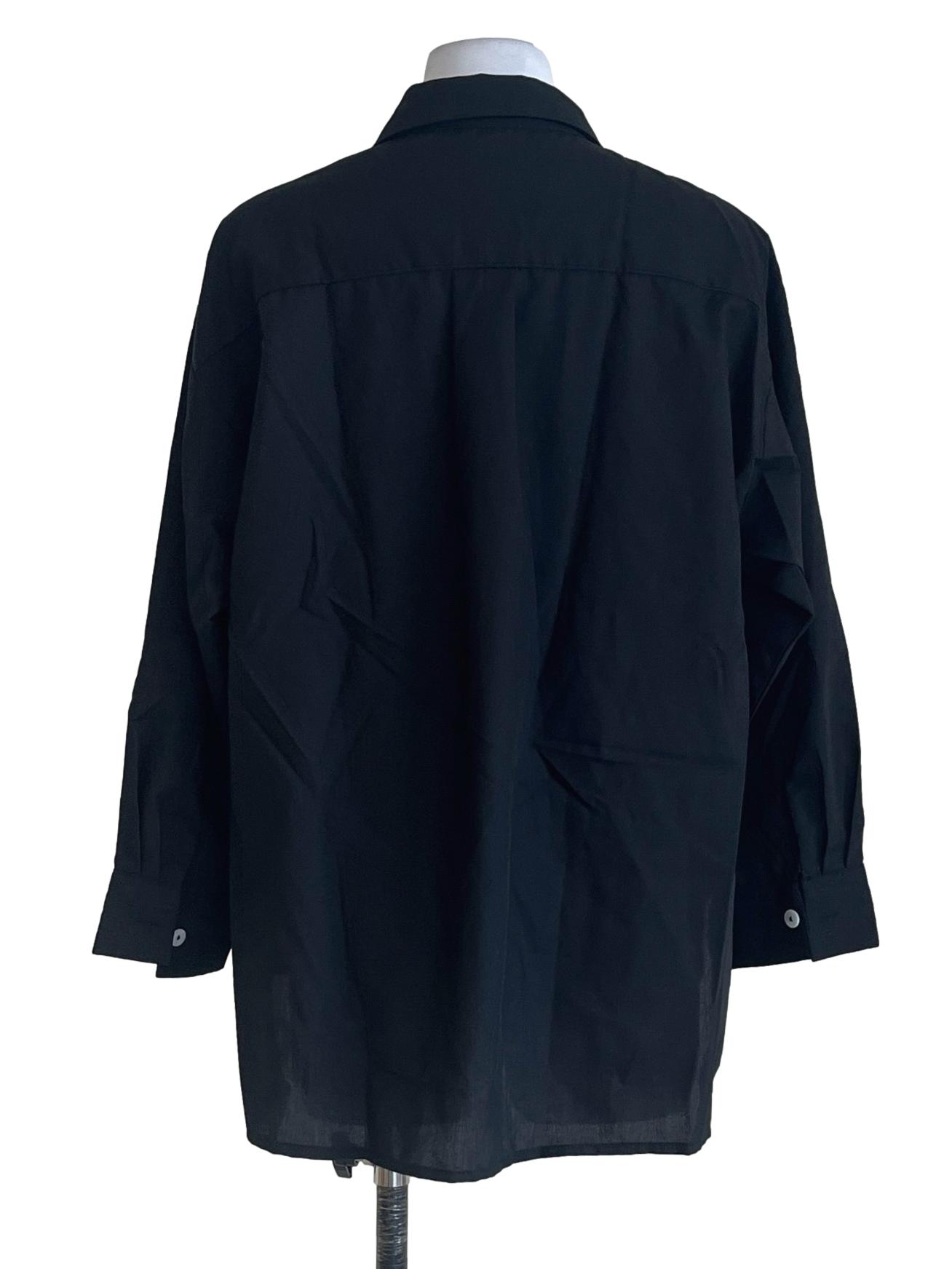 Ink Black Button Down Long Sleeve Top