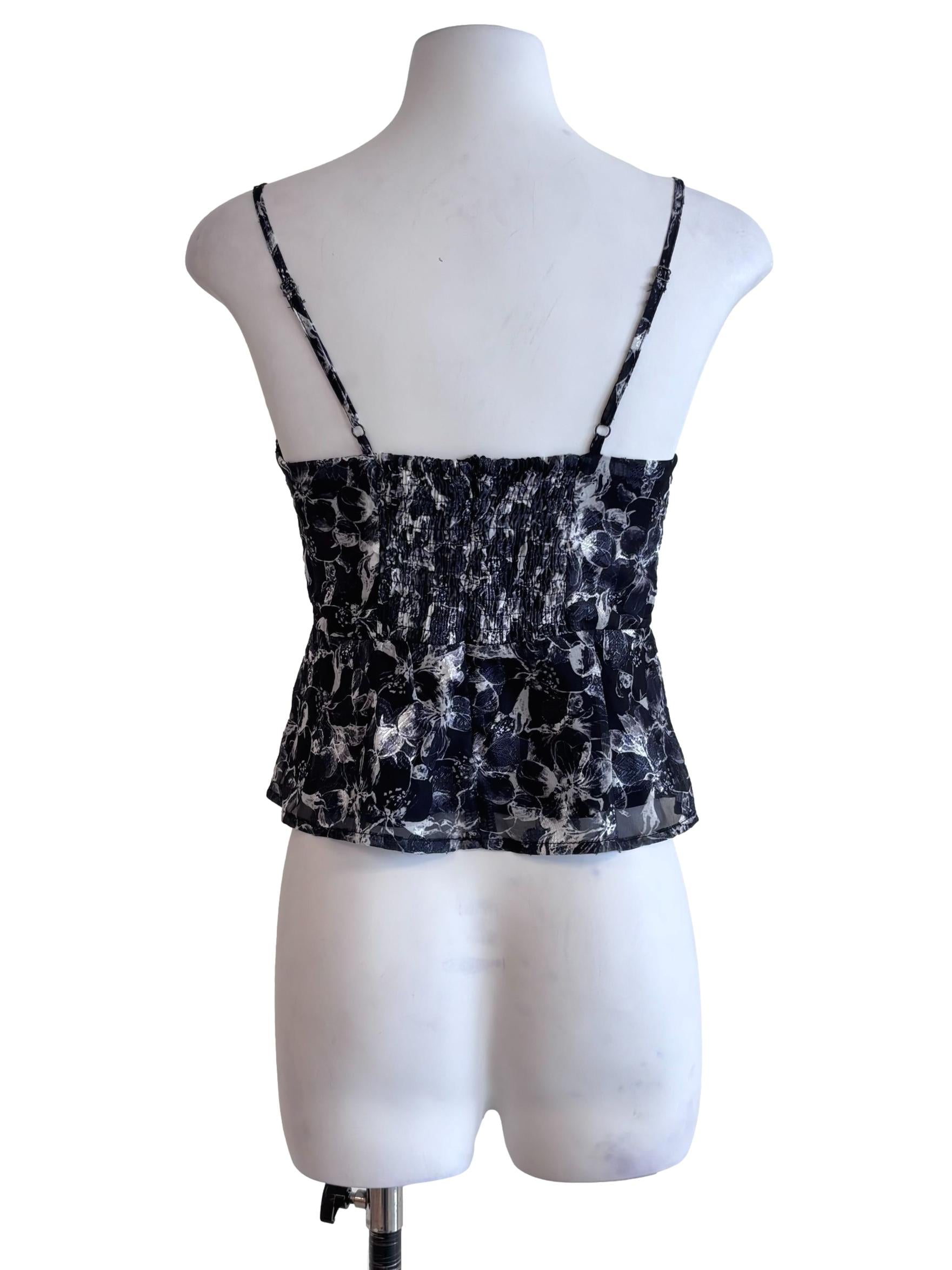 Black Floral Irina Lace Trim Padded Top