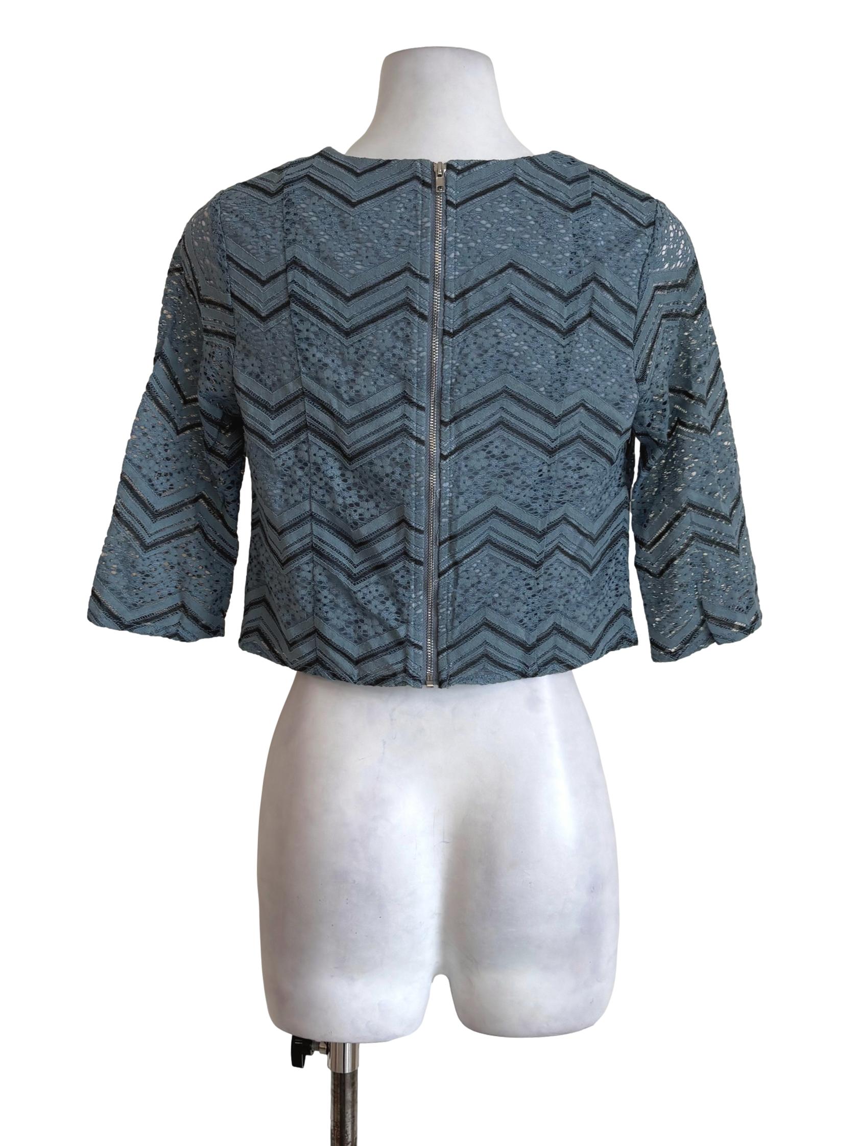 Spruce Blue Zig Zag Eyelet Top