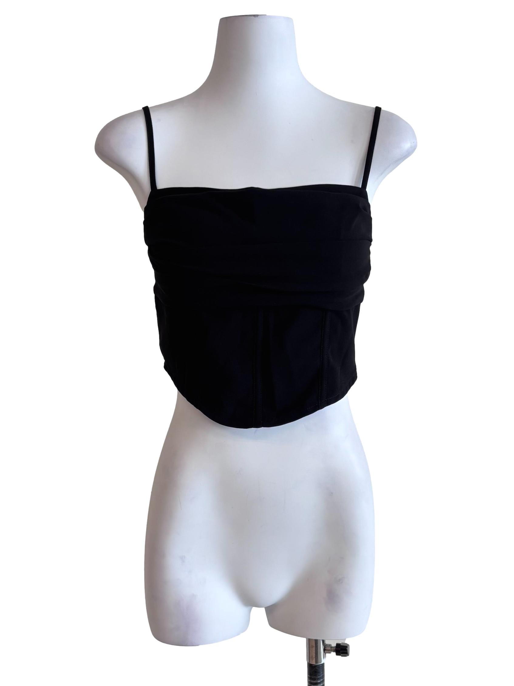 Jet Black Panelled Cami Top