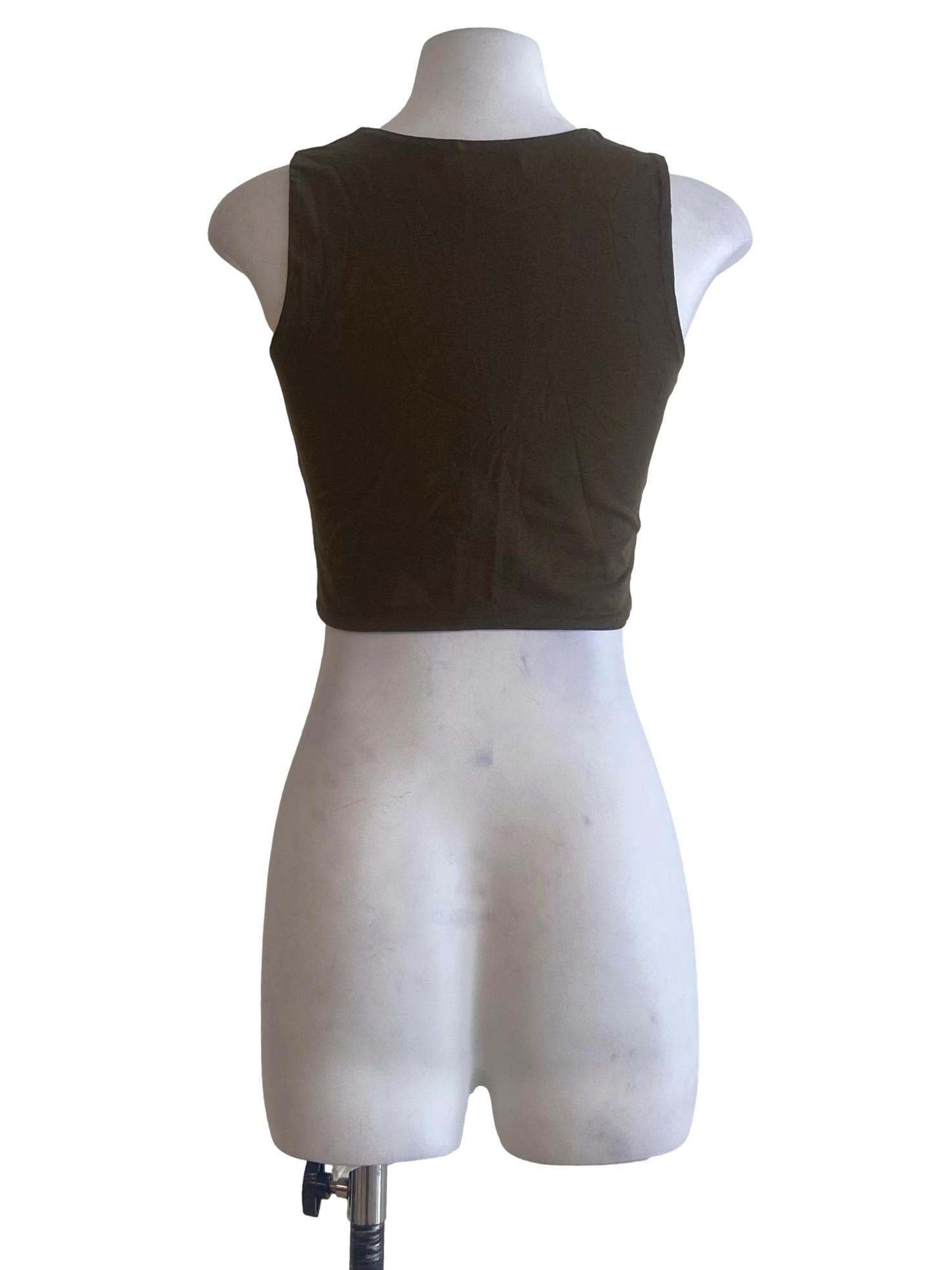 Pickle Green Sleeveless Crop Top
