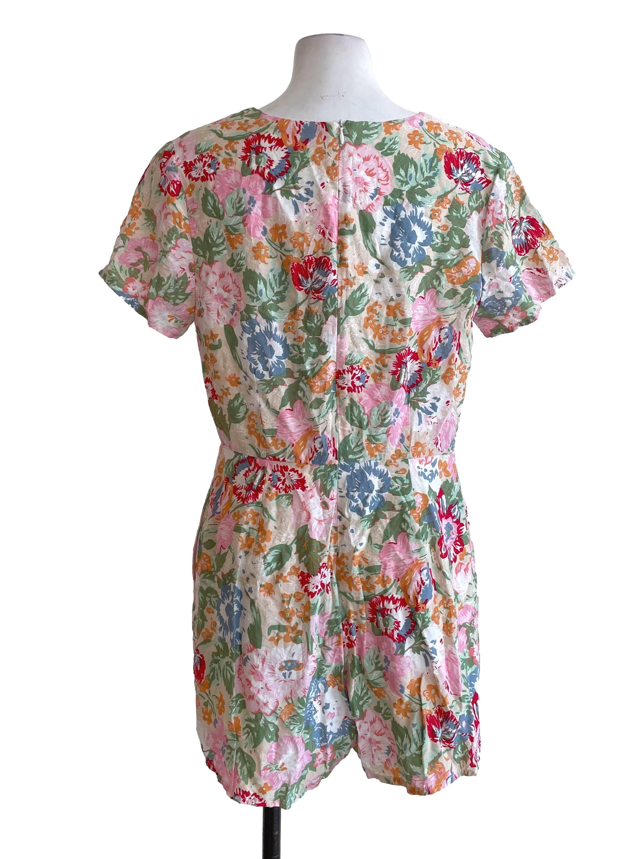 Rice Floral V Neck Romper