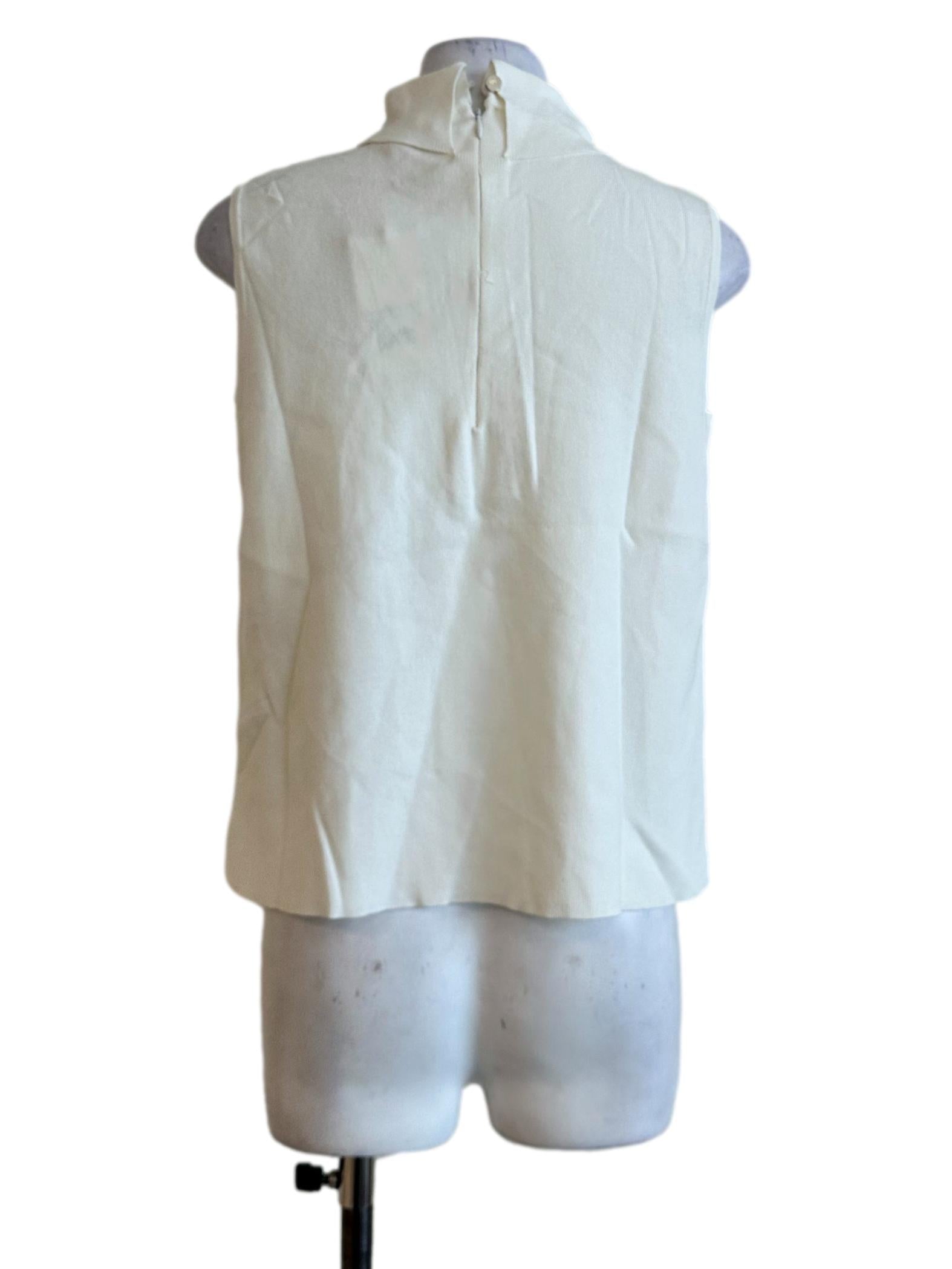 Daisy White High Neck Sleeveless Top