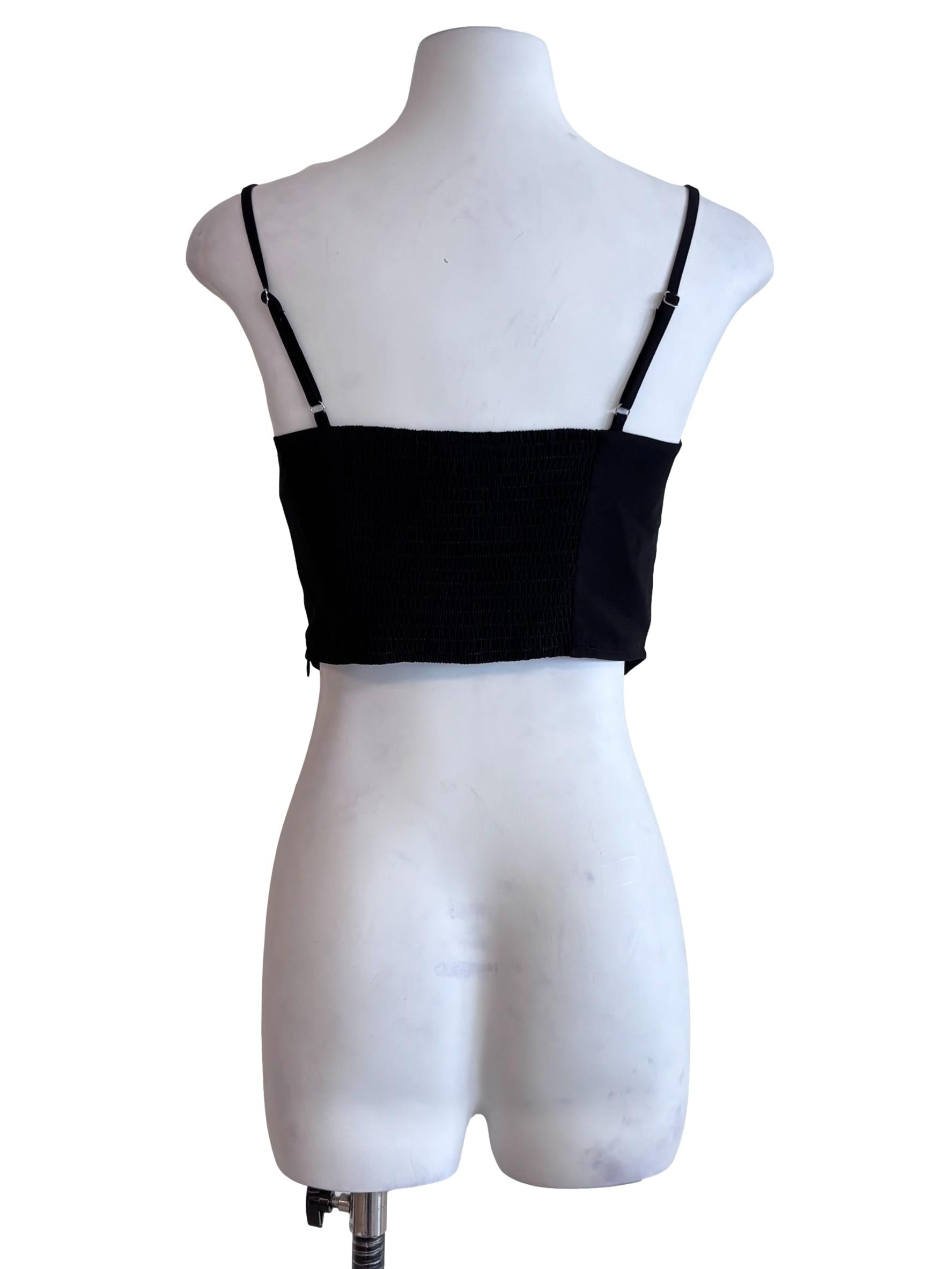 Jet Black Panelled Cami Top