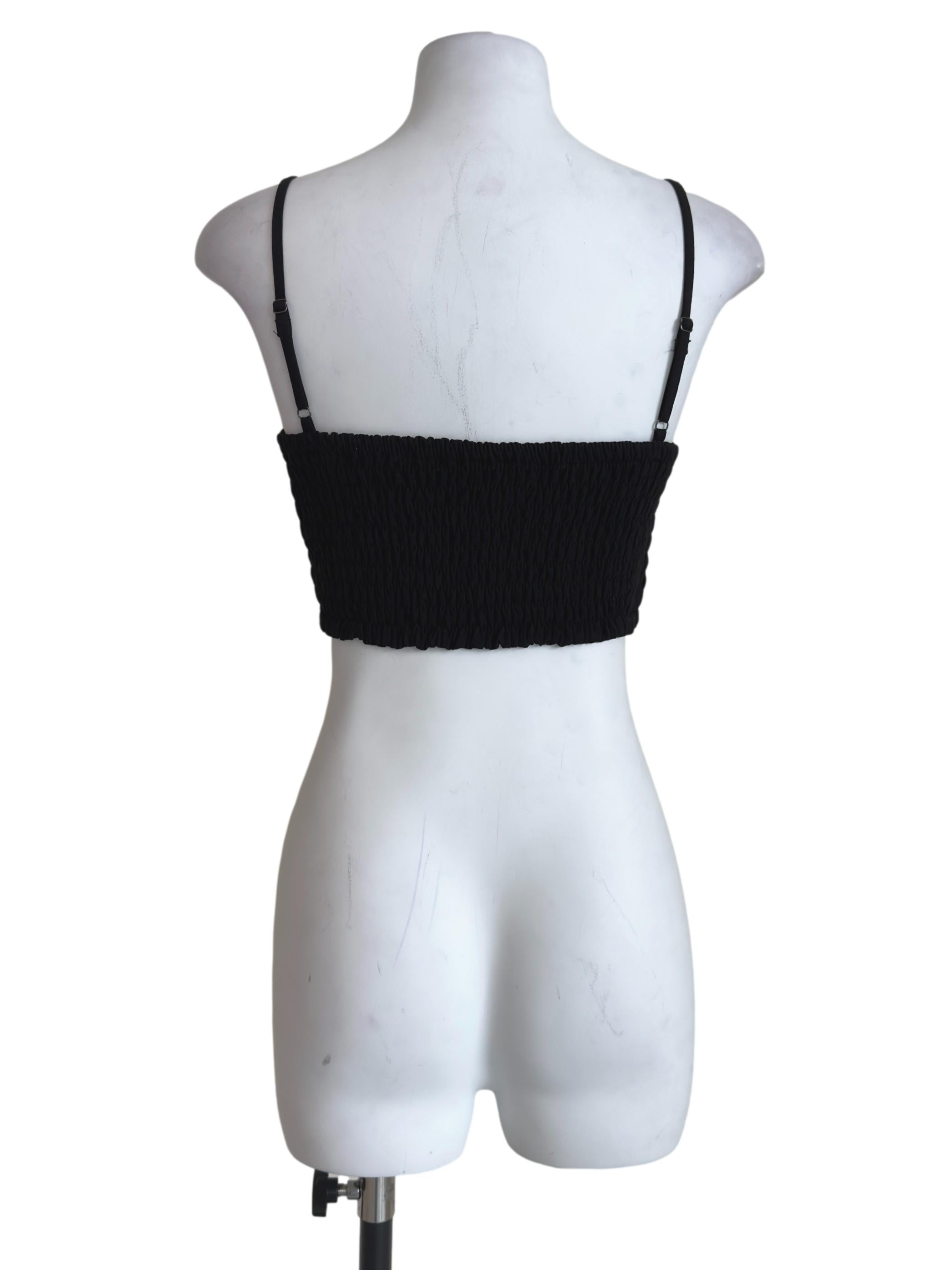Black Kaci Smocked Crop Top