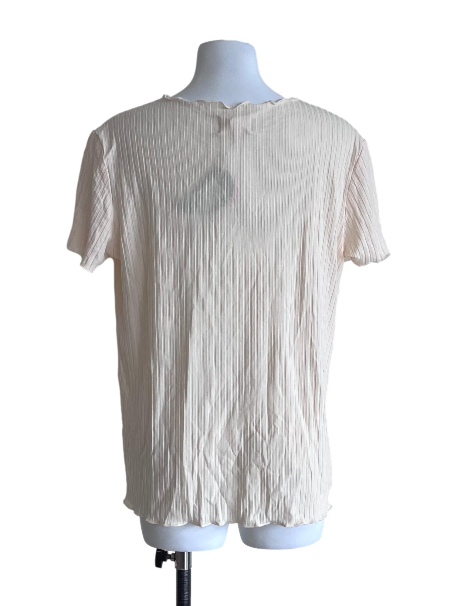 Cream Ribbed Knit Tee OSN