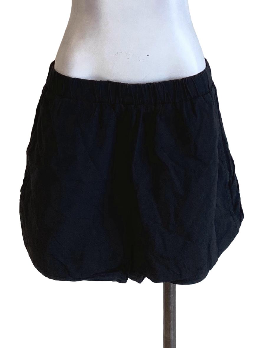 Rich Black Stretchy Waist Regular Track Shorts