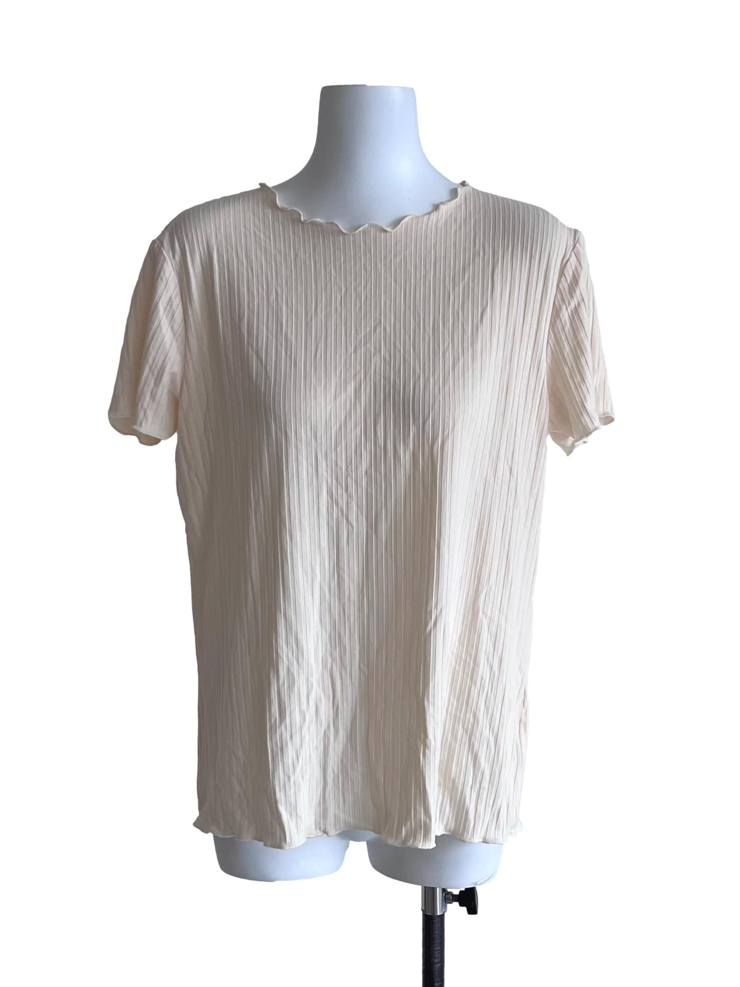 Cream Ribbed Knit Tee OSN