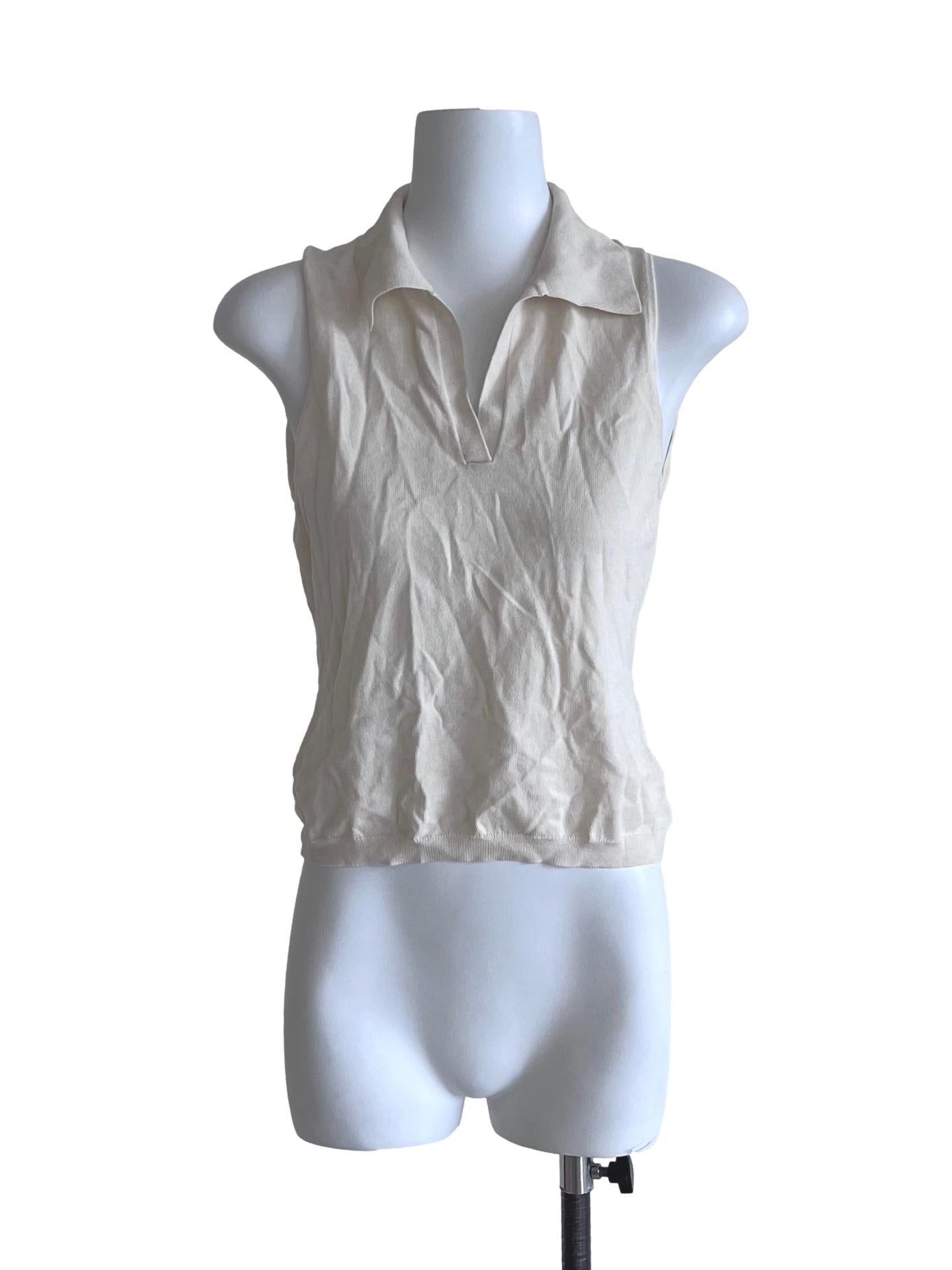 Cream Silk Knit Polo OSN