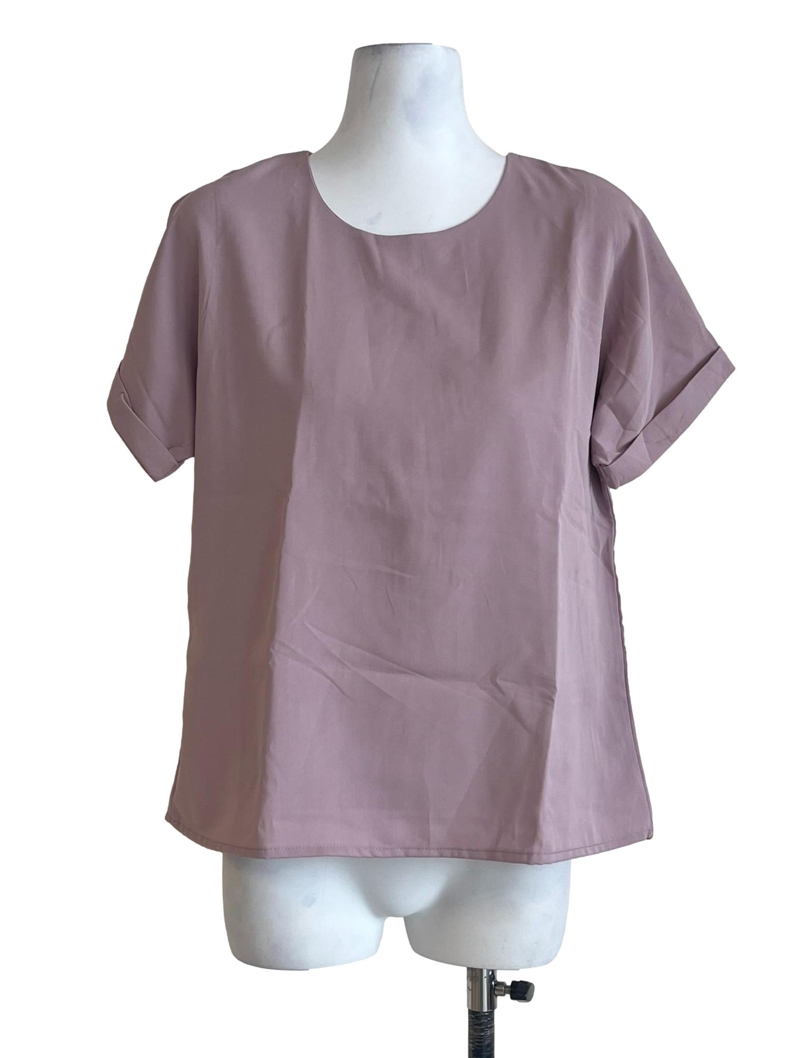 Mauve Pink Halter Short Sleeve Top