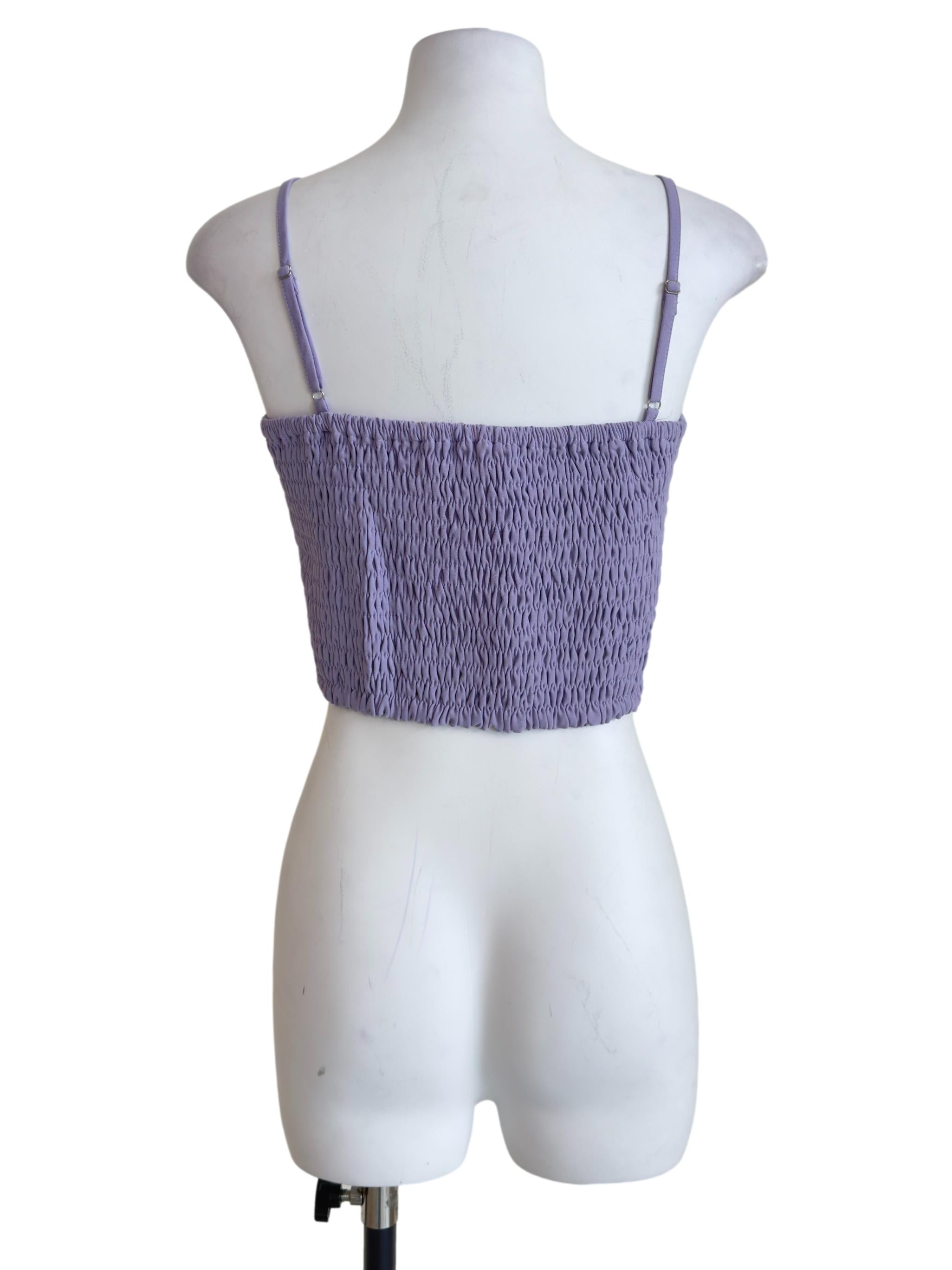 Purple Kaci Smocked Crop Top