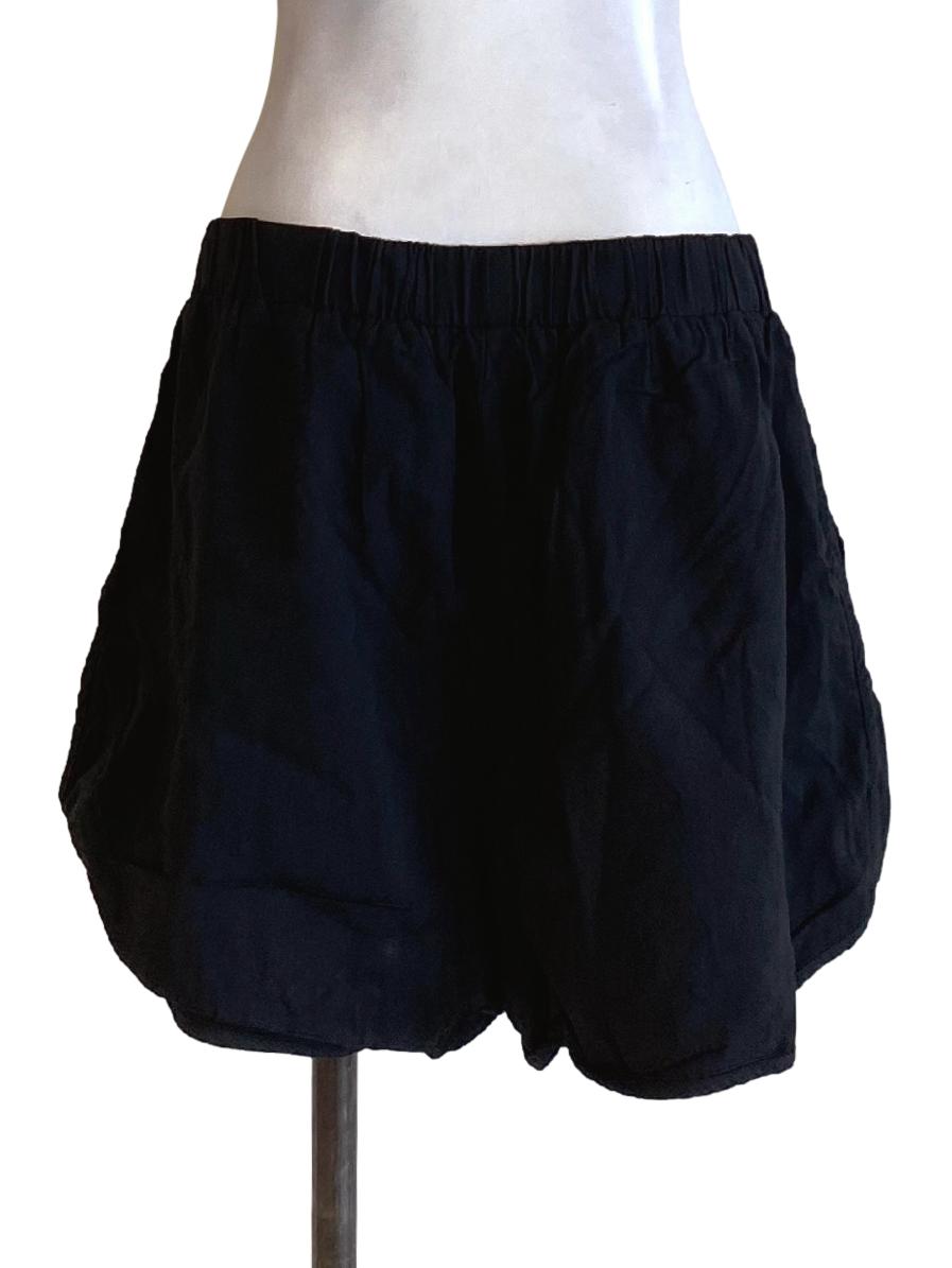 Rich Black Stretchy Waist Regular Track Shorts