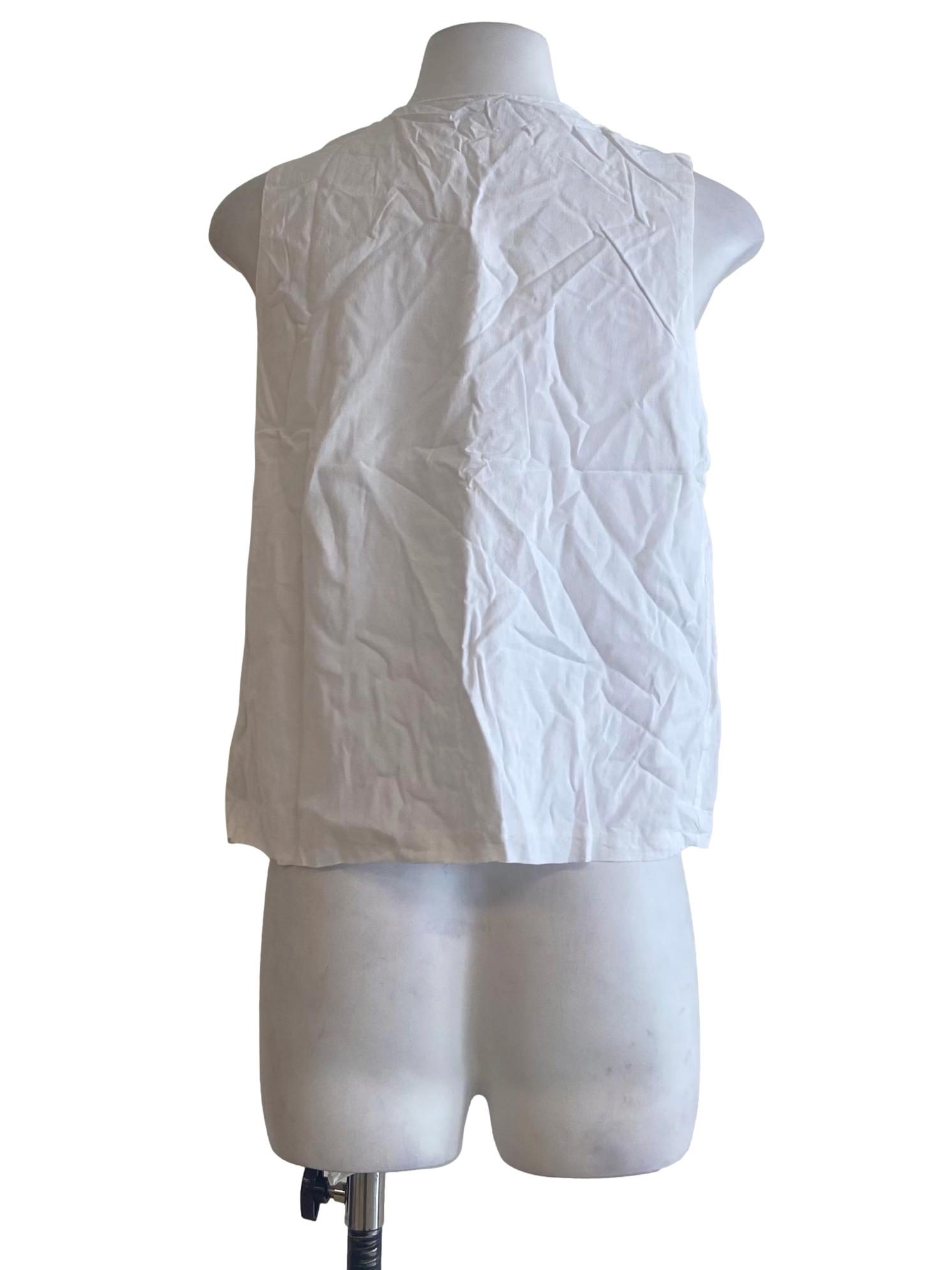 White Sleeveless Button Down Top
