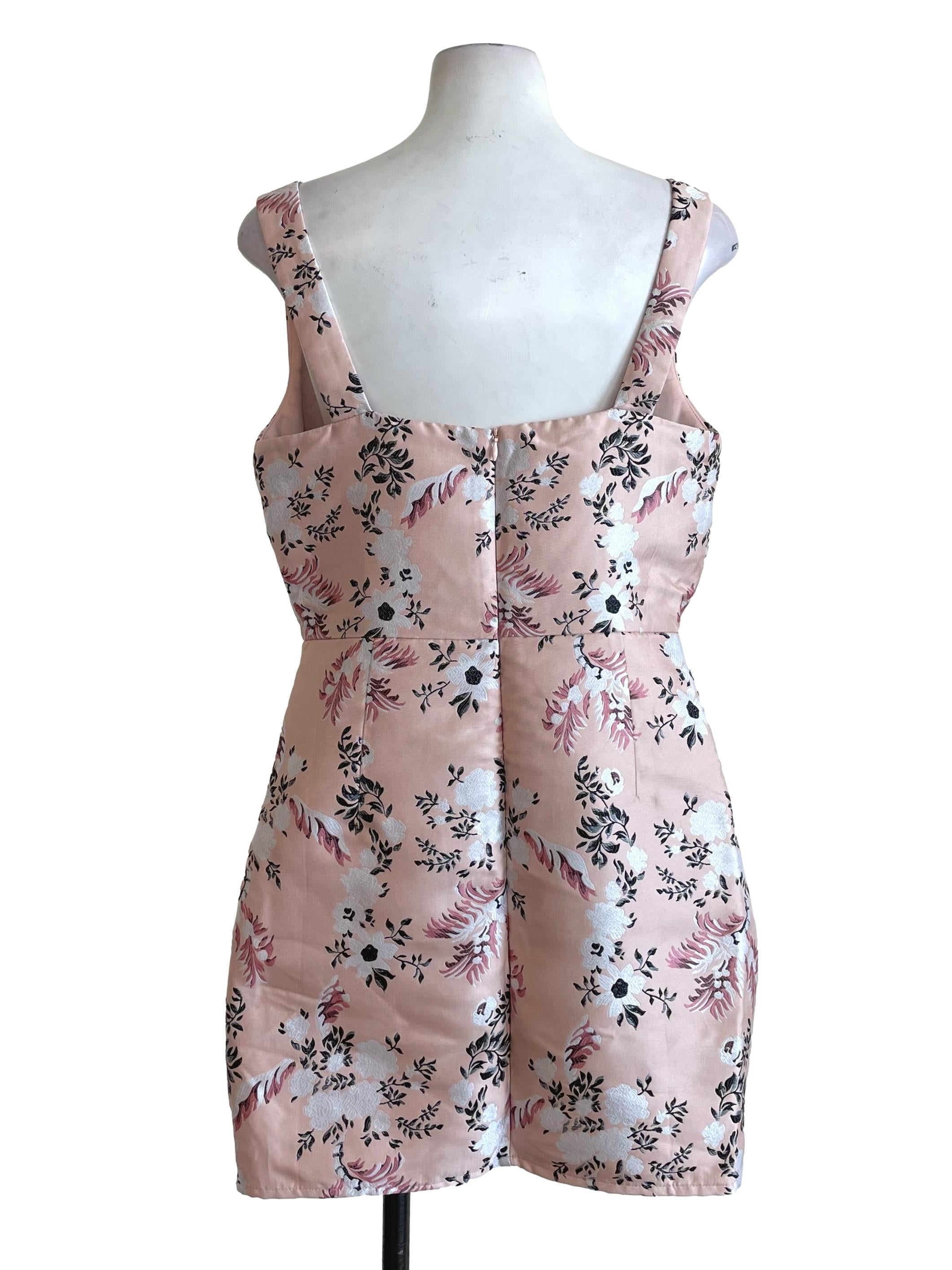 Pastel Pink Floral Square Neck Dress Romper