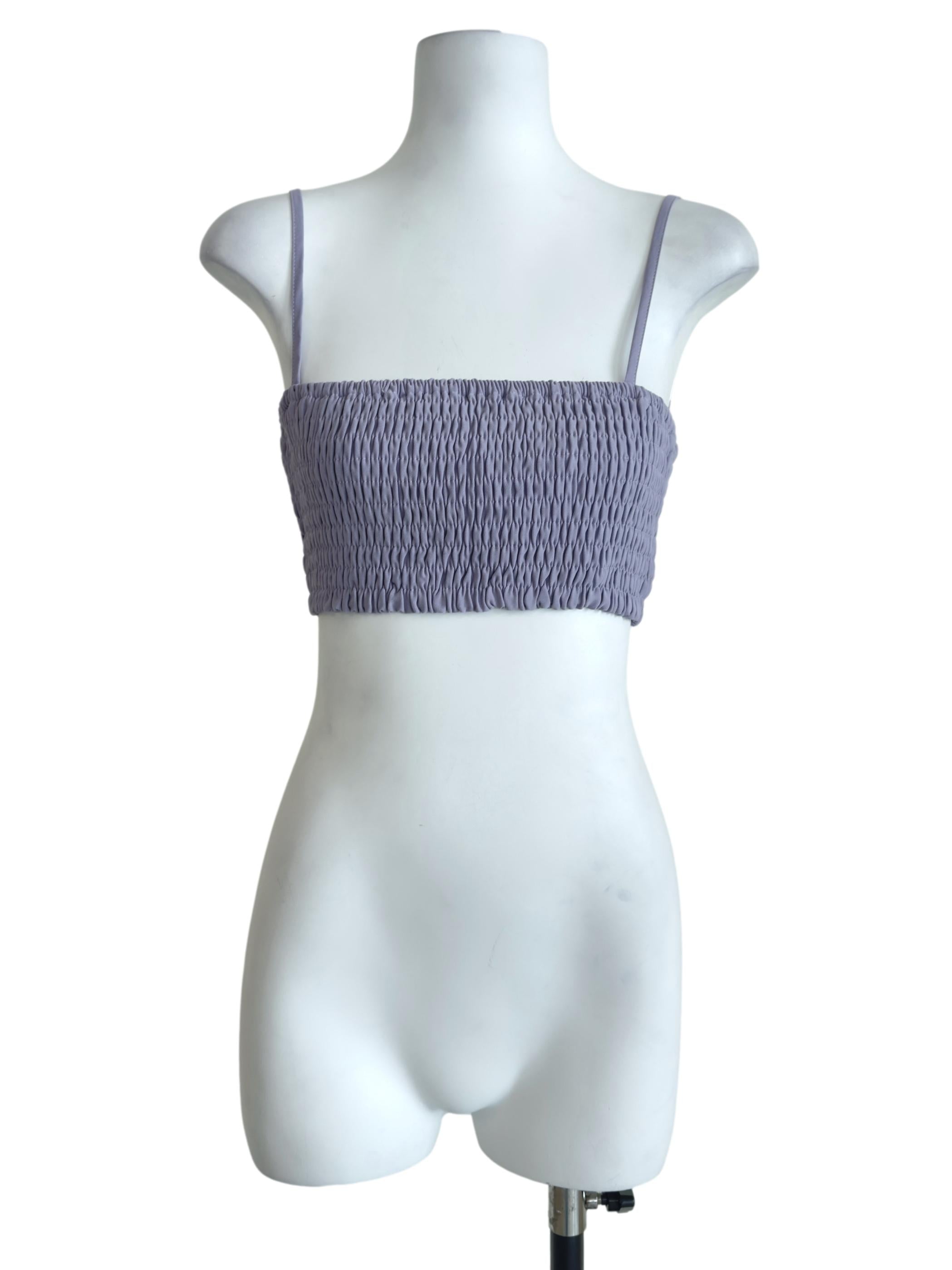 Purple Kaci Smocked Crop Top