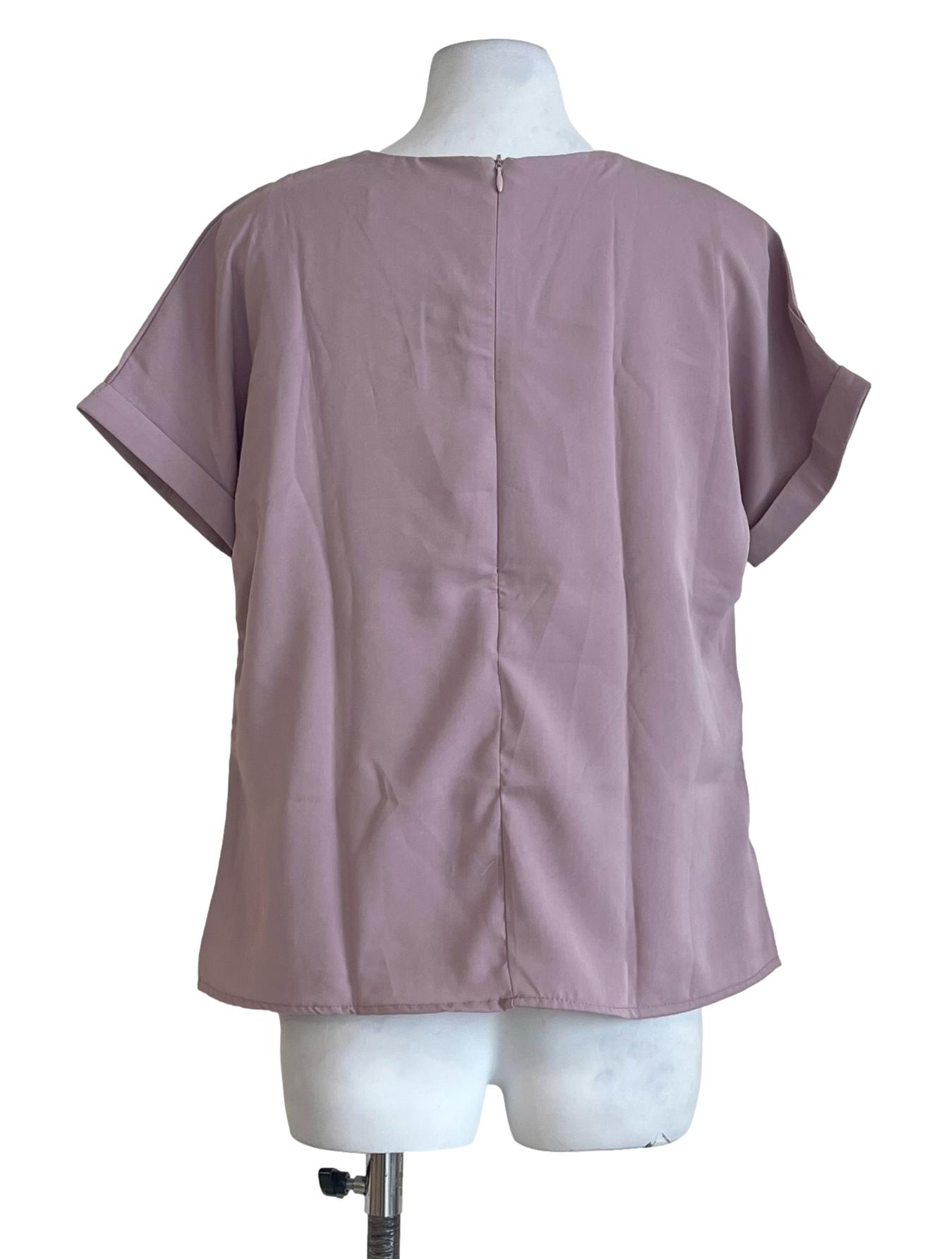 Mauve Pink Halter Short Sleeve Top