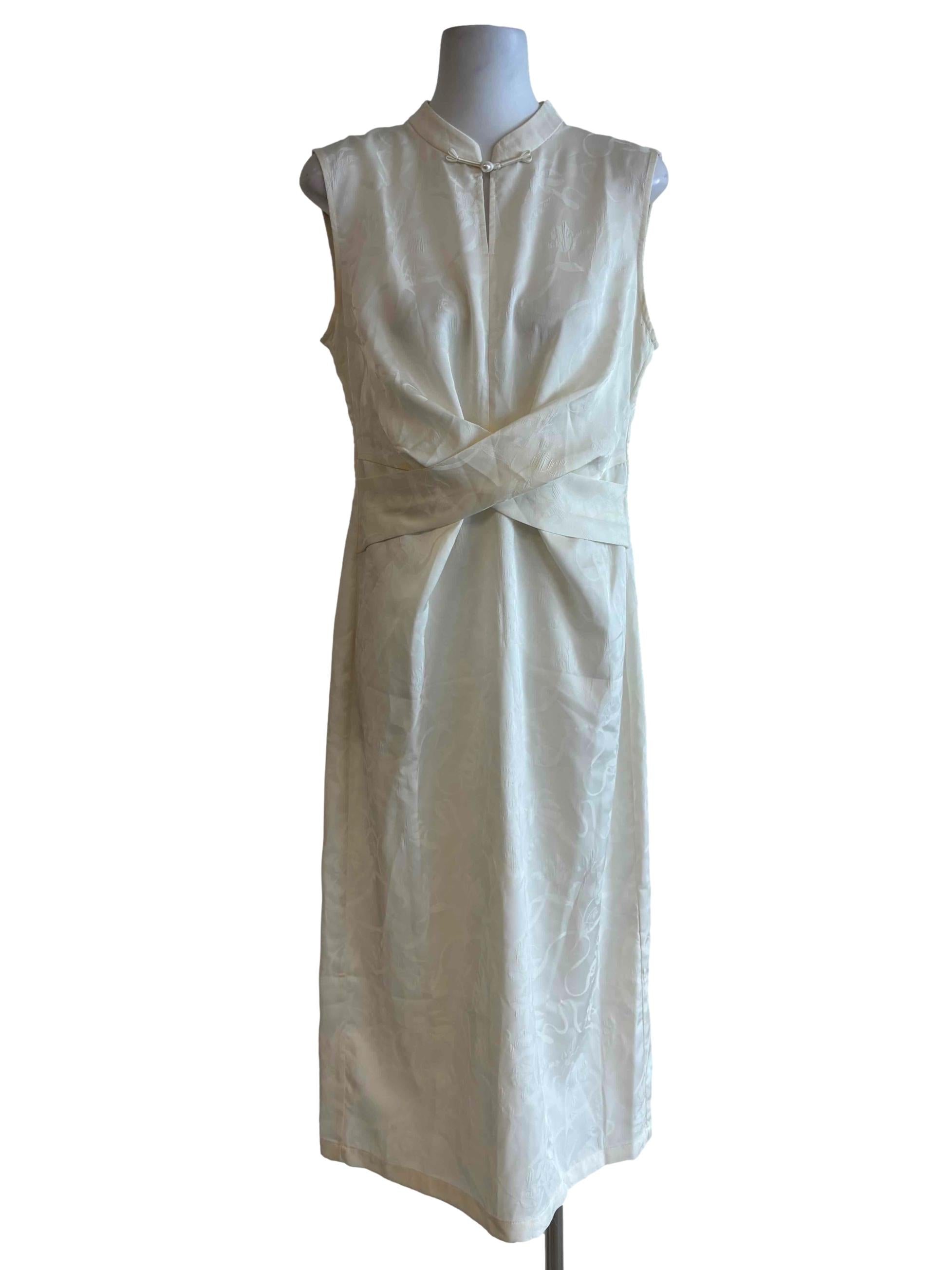 Ivory White Cheongsam Sleeveless Dress