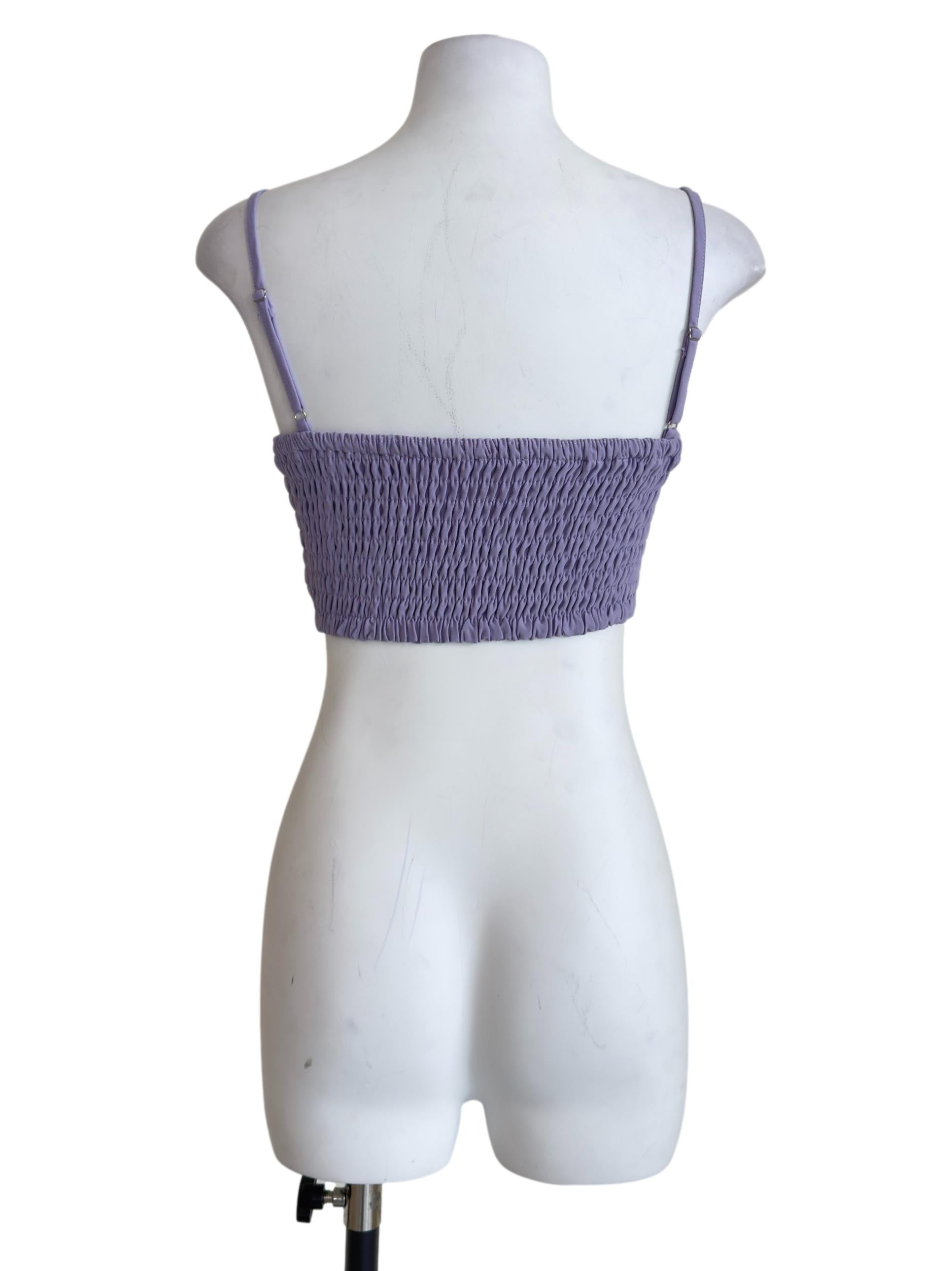 Purple Kaci Smocked Crop Top