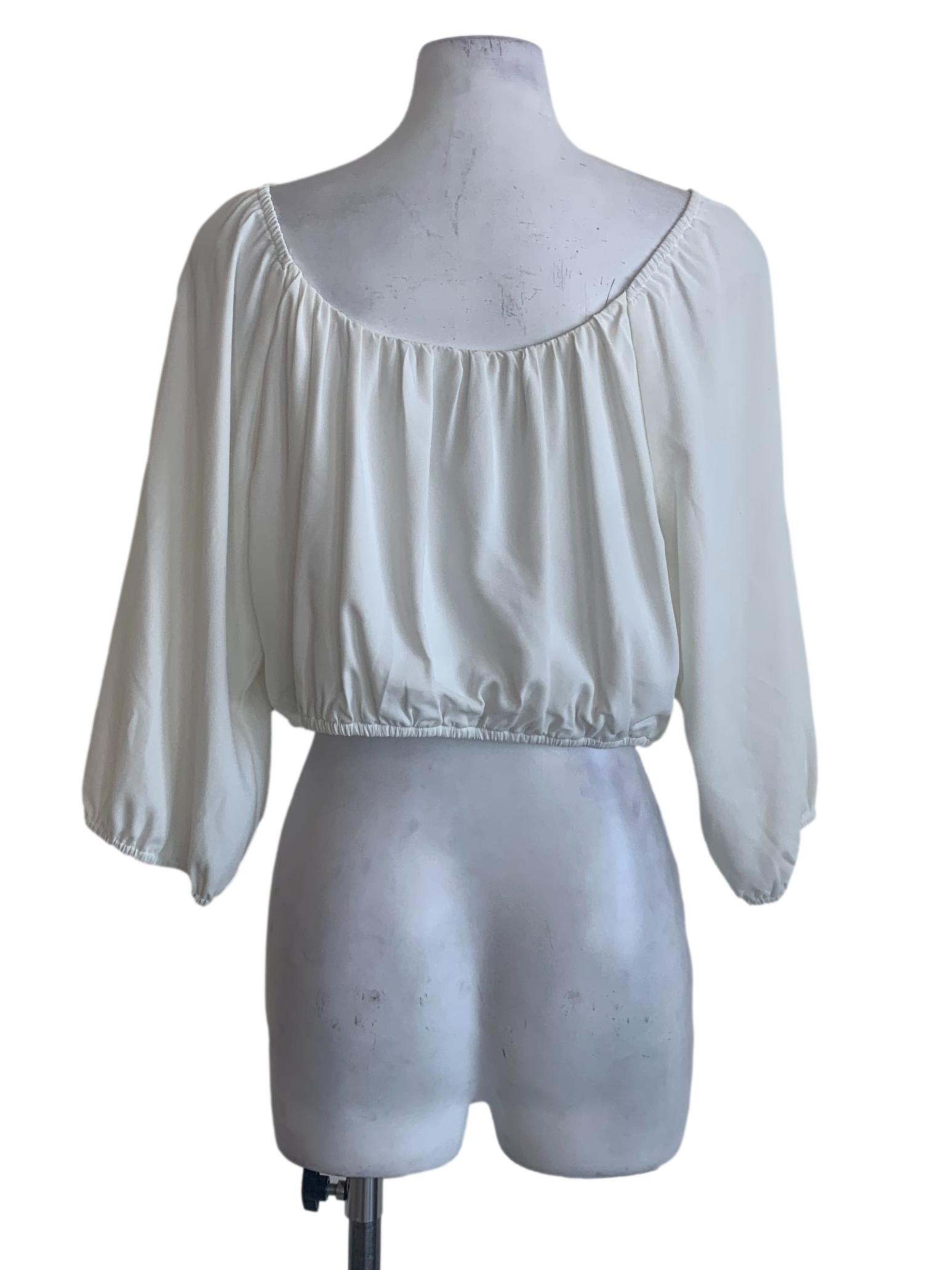 White Jewel Neck Top