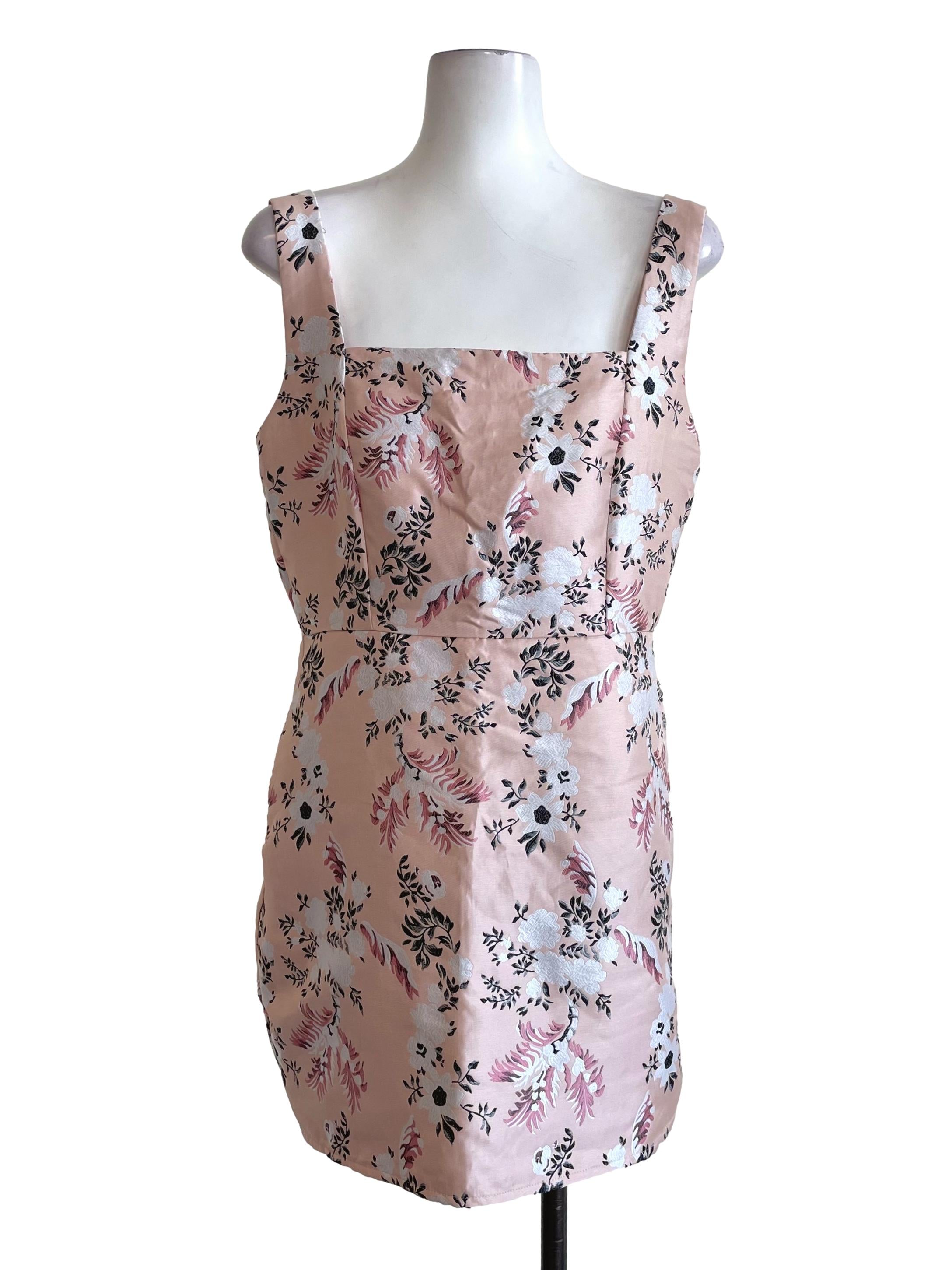 Pastel Pink Floral Square Neck Dress Romper