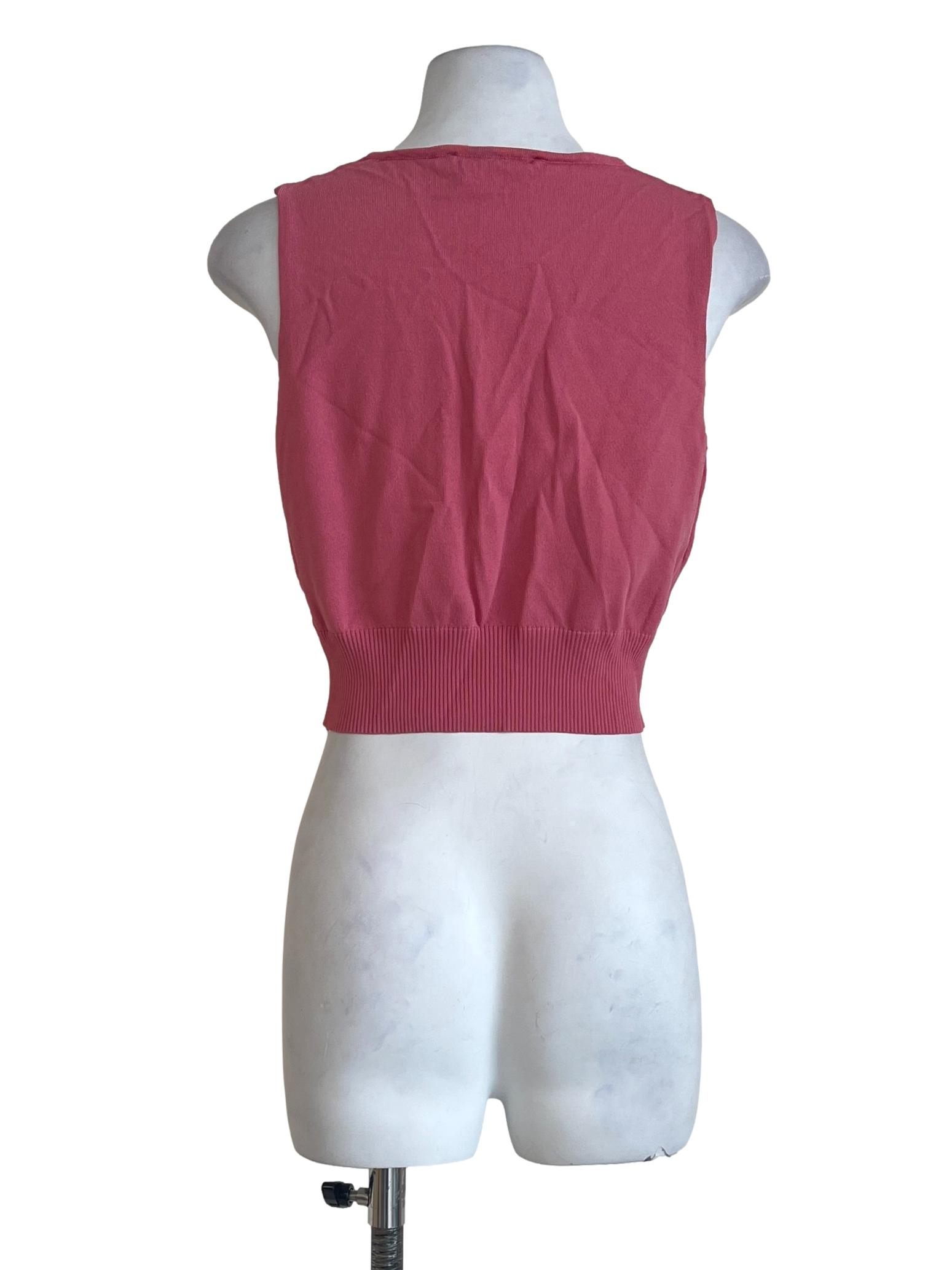 Strawberry Pink V-Neck Sleeveless Top