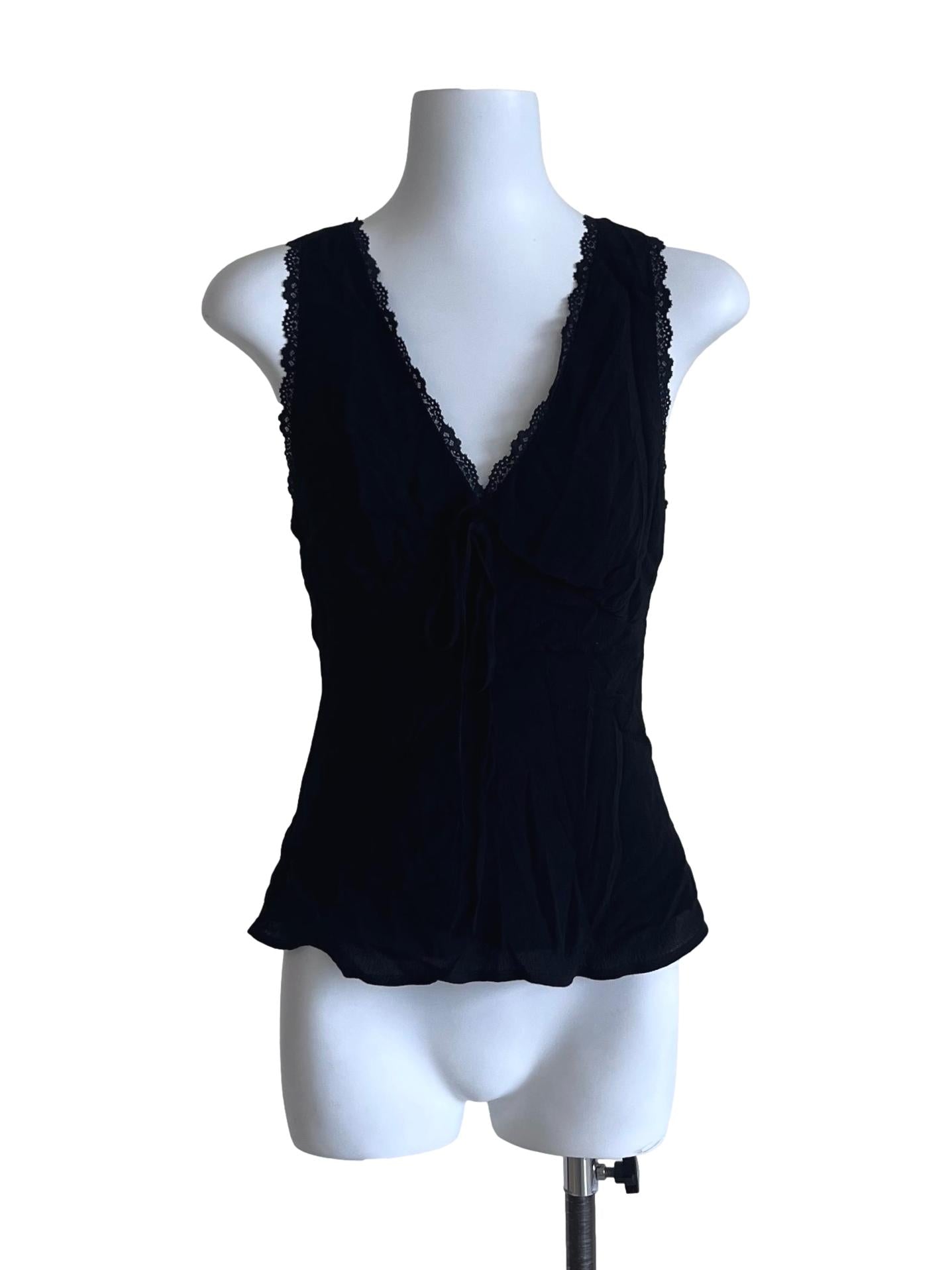 Ink Black V-Neck Top CM