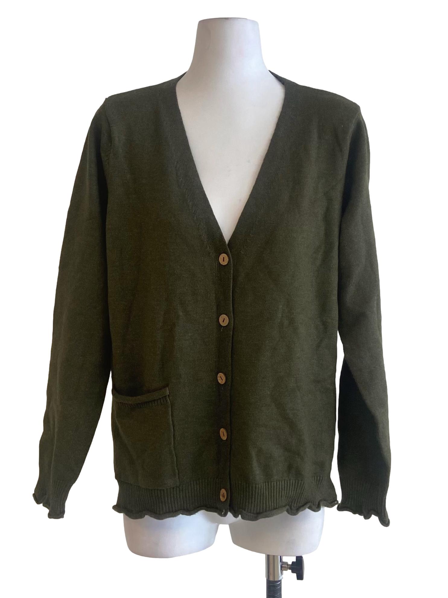 Moss Green Button Down Cardigan
