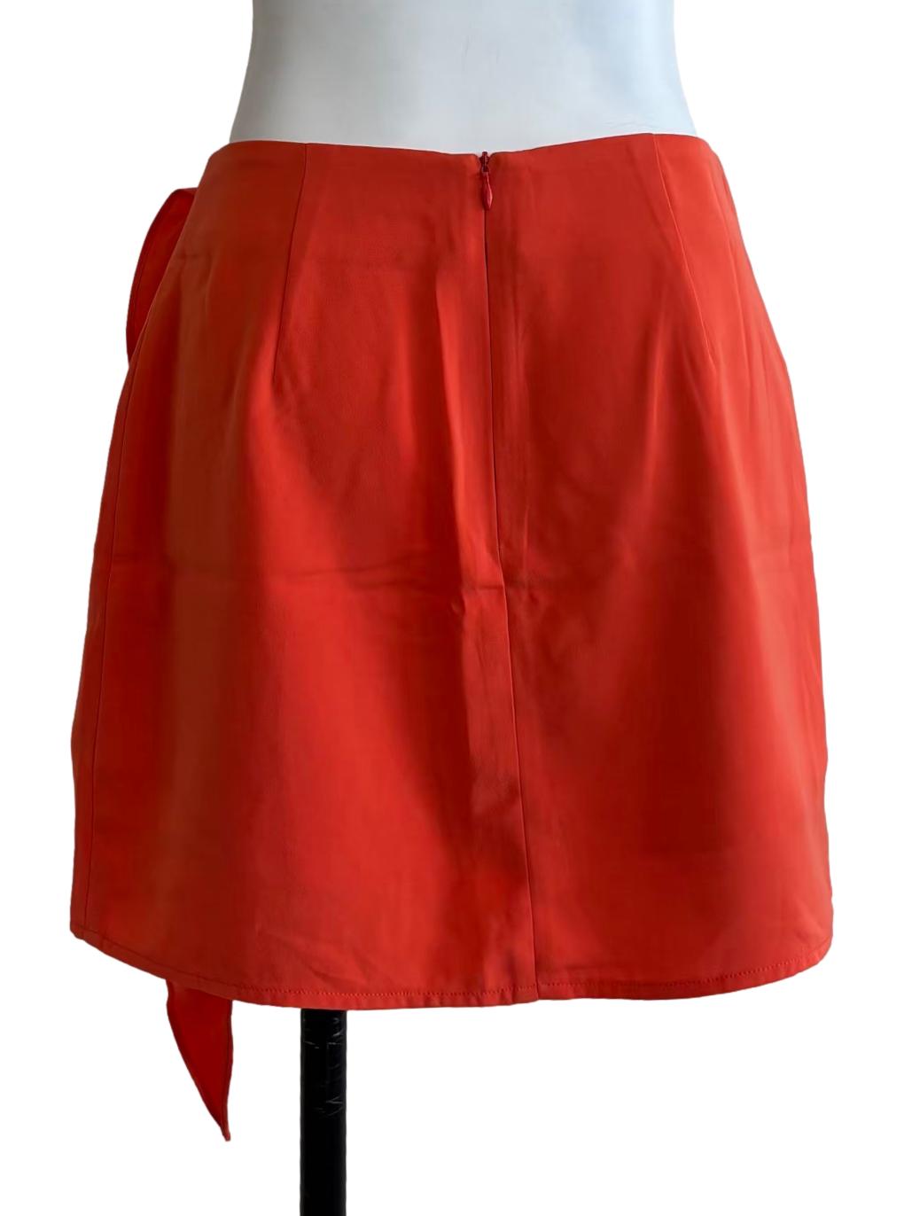 Coral Orange Side Tie Mini Skirt