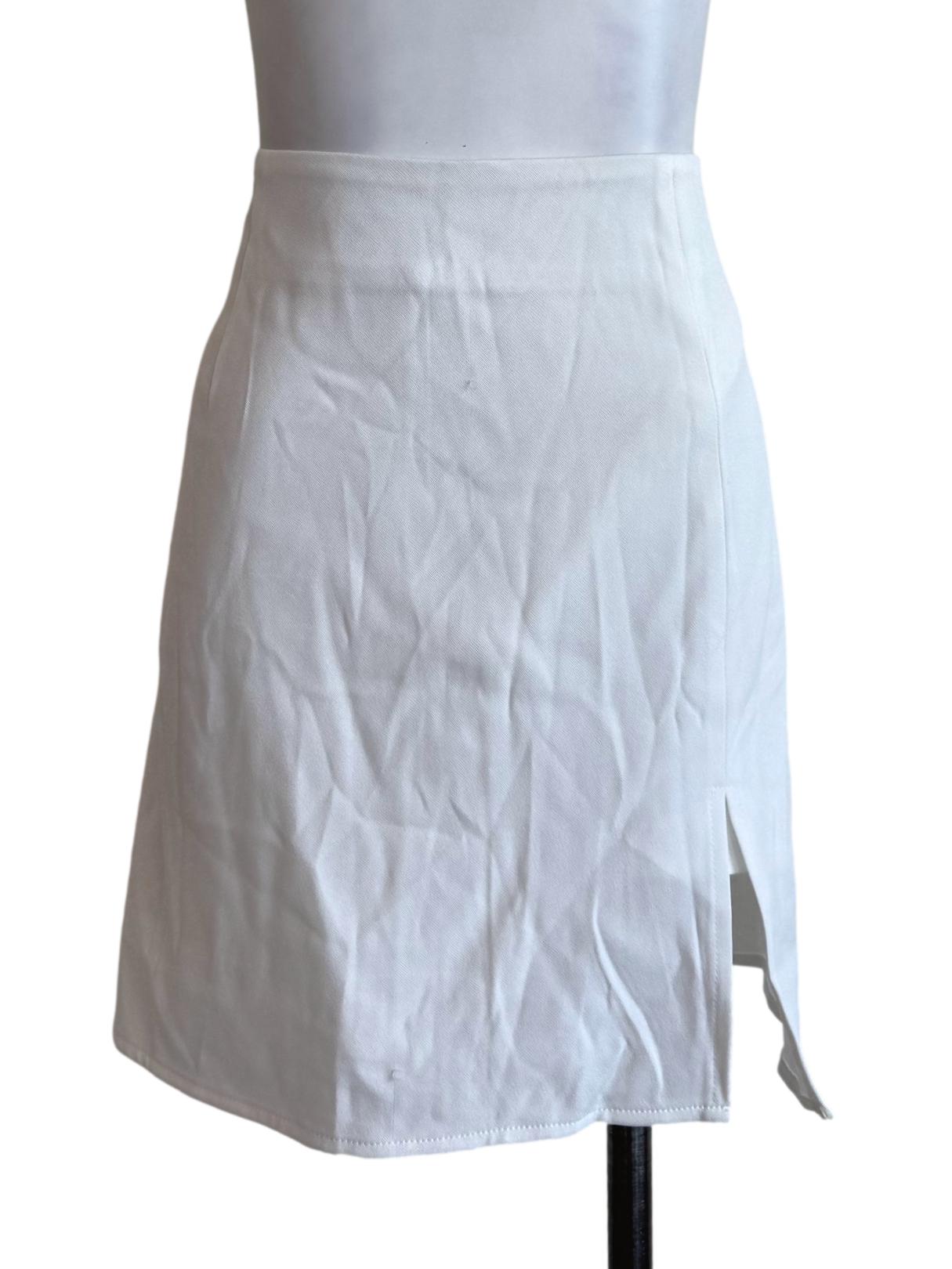 Pure White Front Slit Skirt