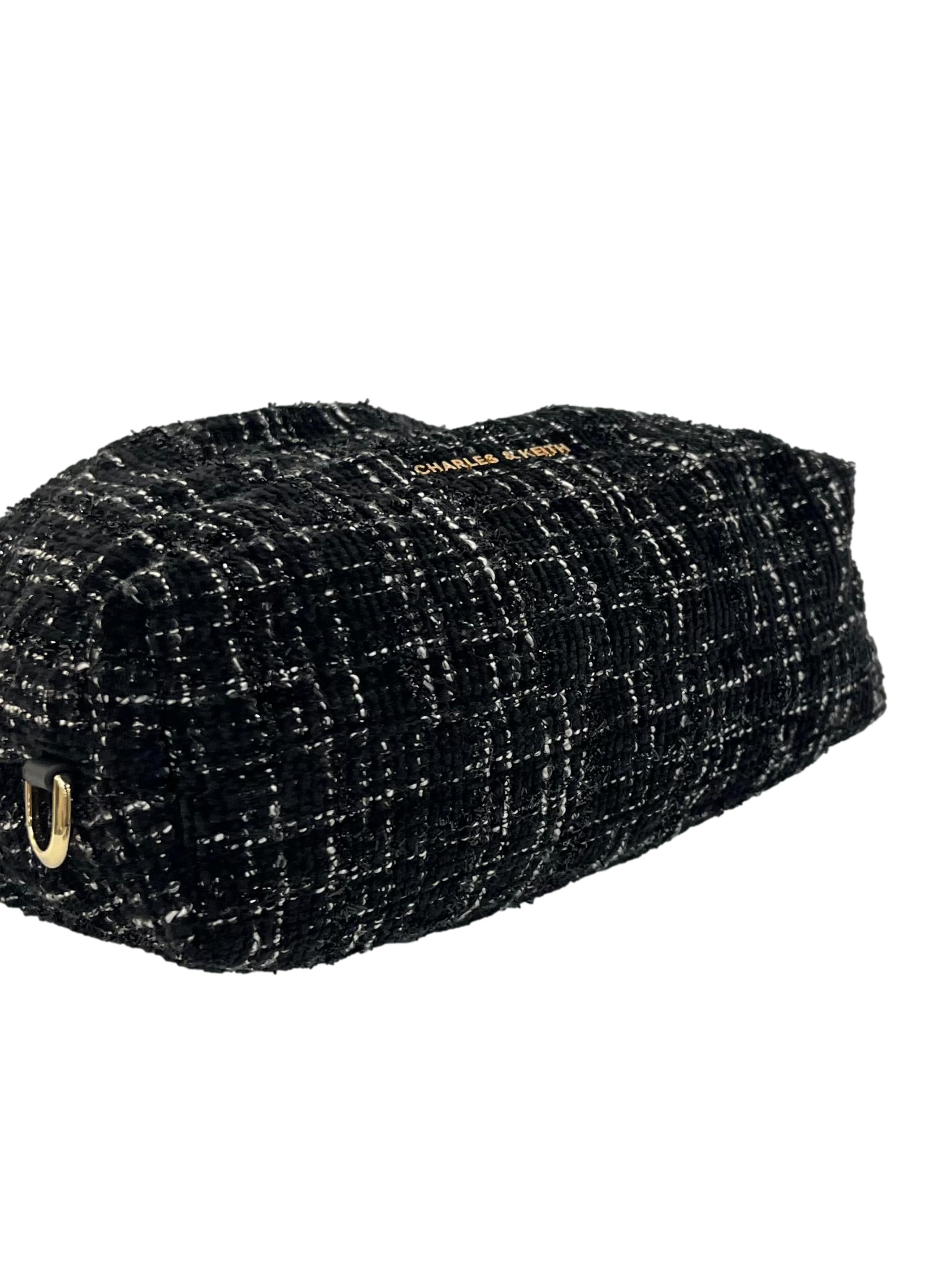 Black Duo Tweed Double-Chain Hobo Bag CSN