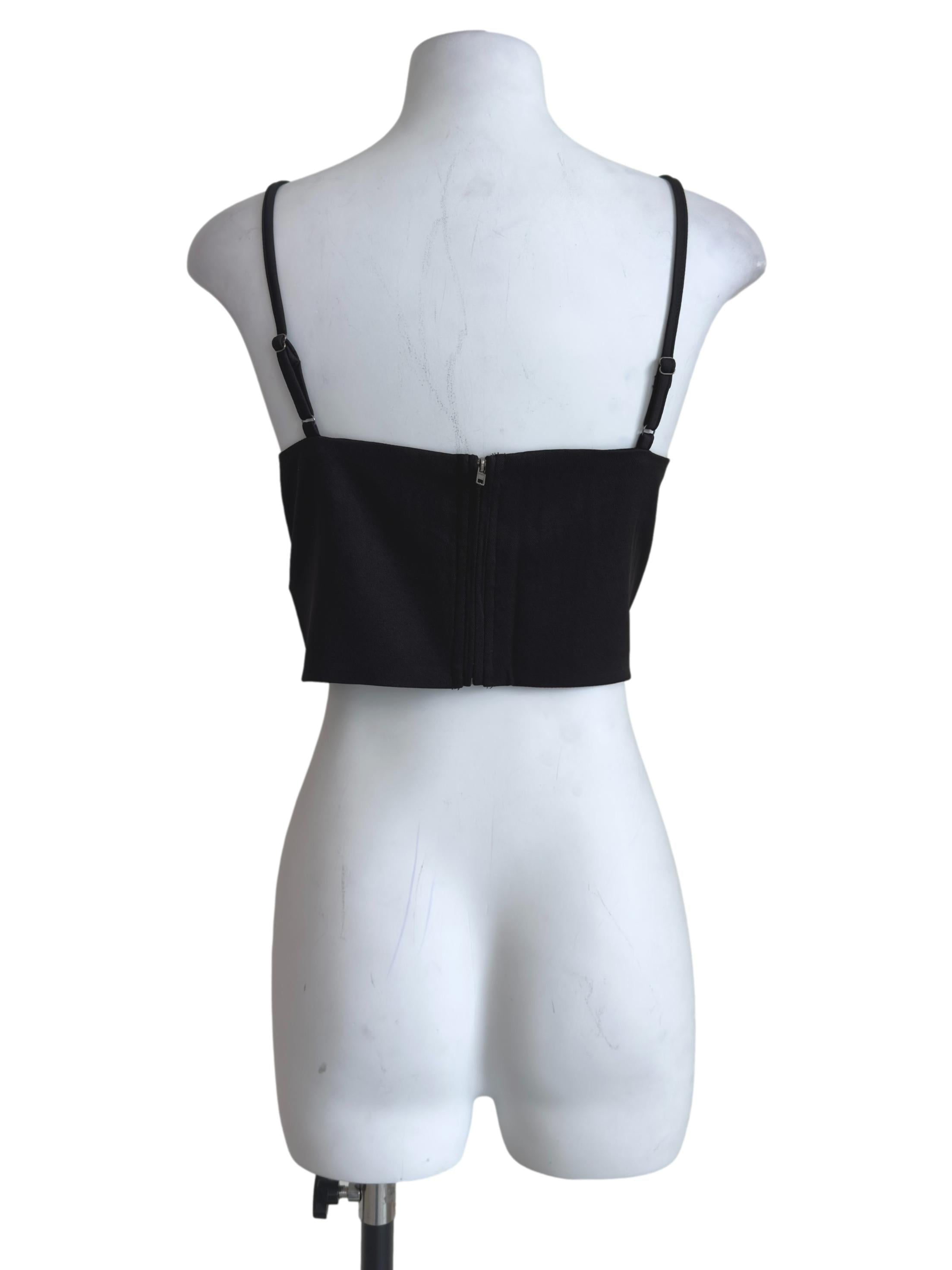 Black Luisa Ruched Crop Spag Top