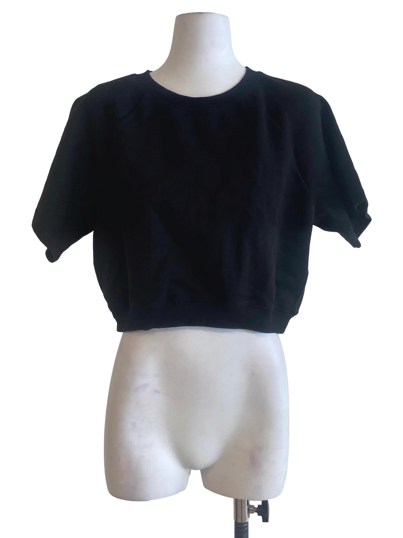 Black Twill Crop Blouse