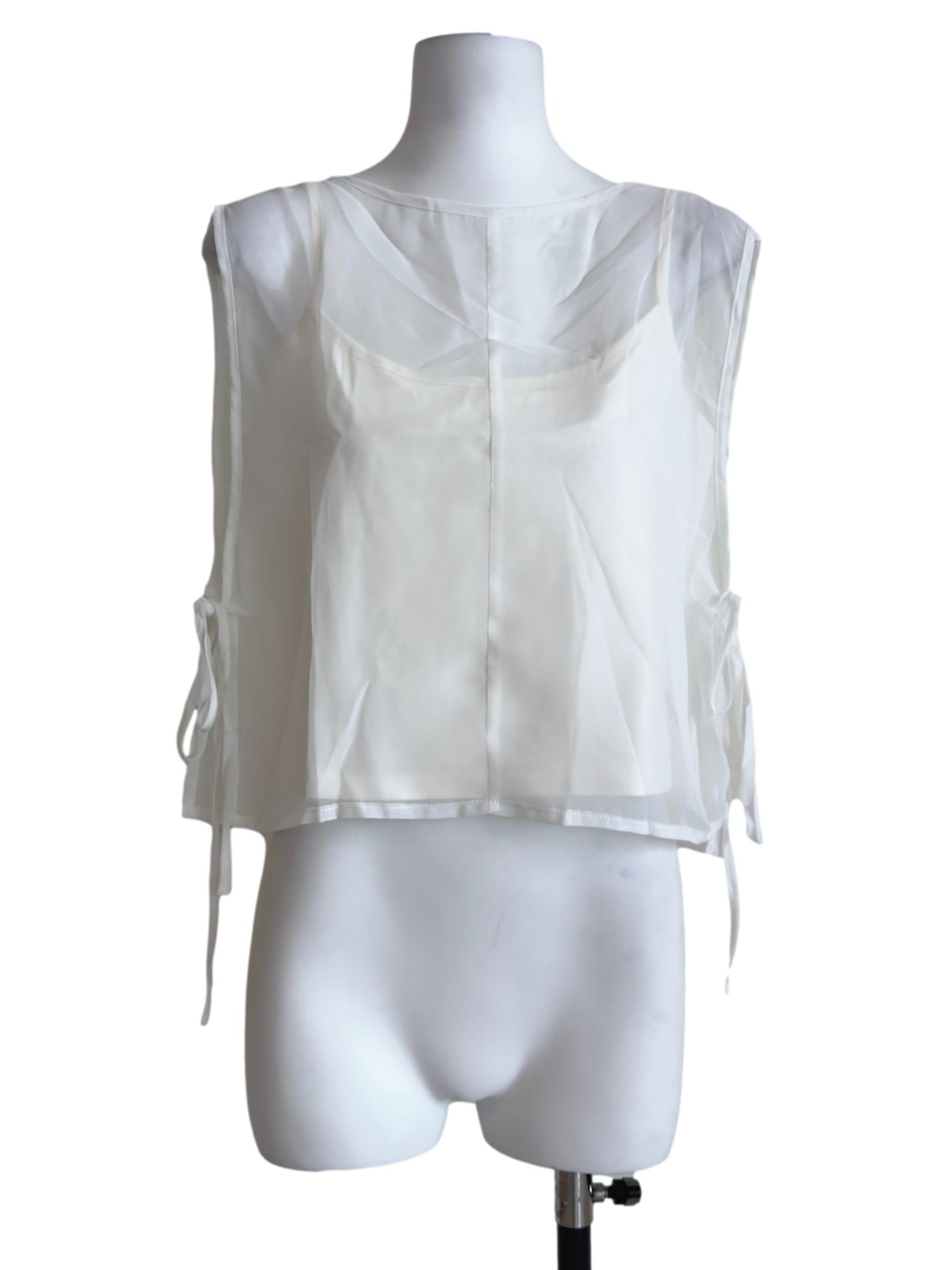 White Kyo Sheer Overlay Top