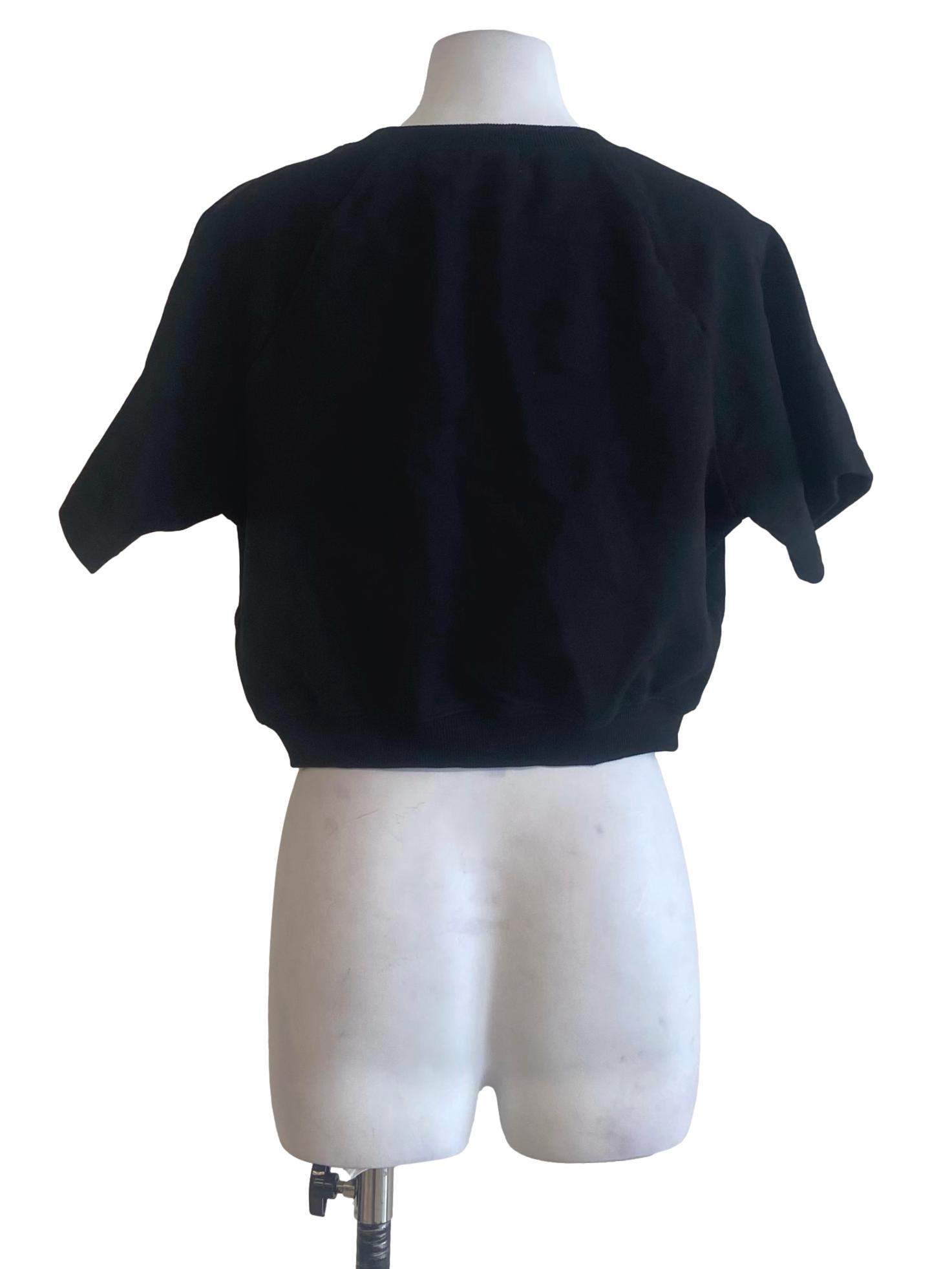 Black Twill Crop Blouse