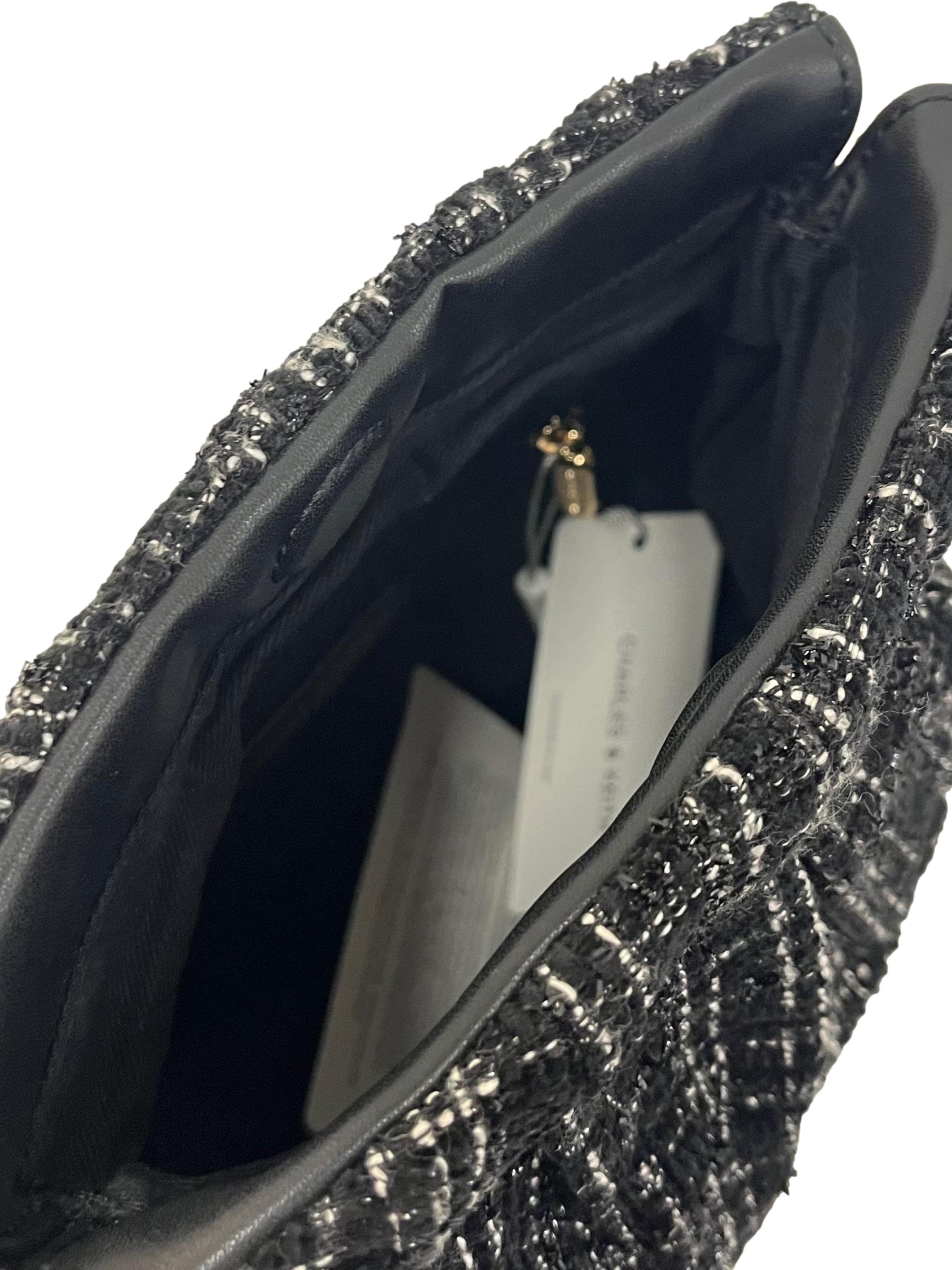 Black Duo Tweed Double-Chain Hobo Bag CSN
