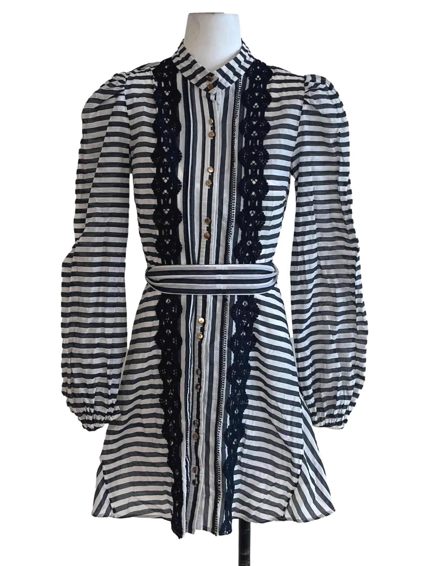 Stone Grey Awning Stripe Shirt Dress