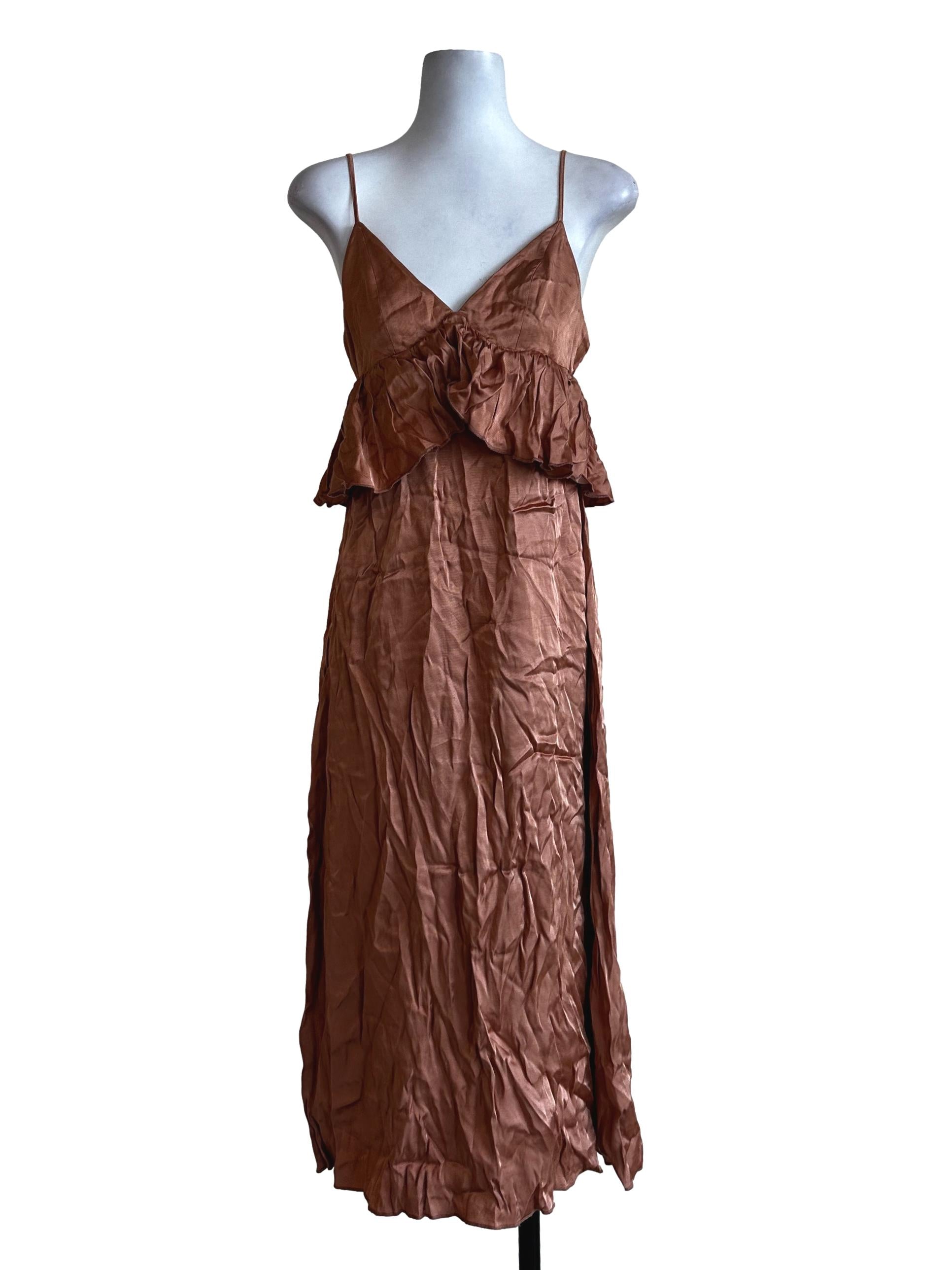 Sandstone Orange Plain Sleeveless Dress