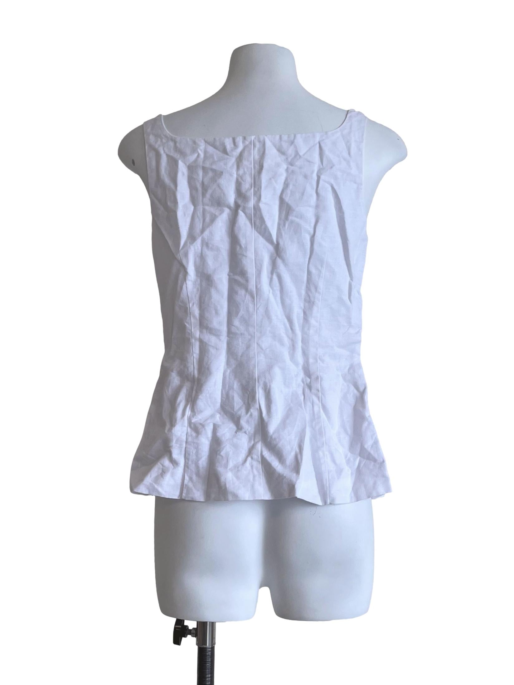 Pearl White Linen Button-Down Vest OSN