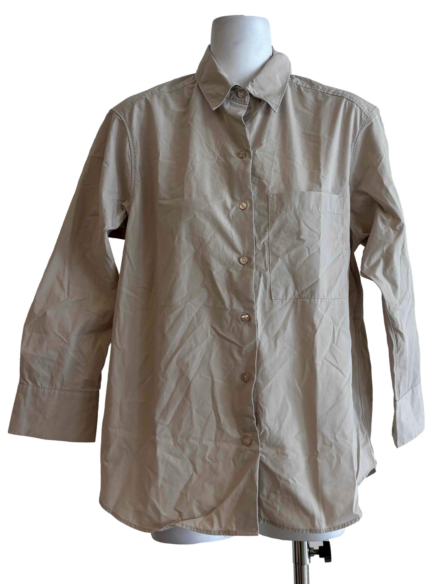 Khaki Cotton Buttoned Shirt