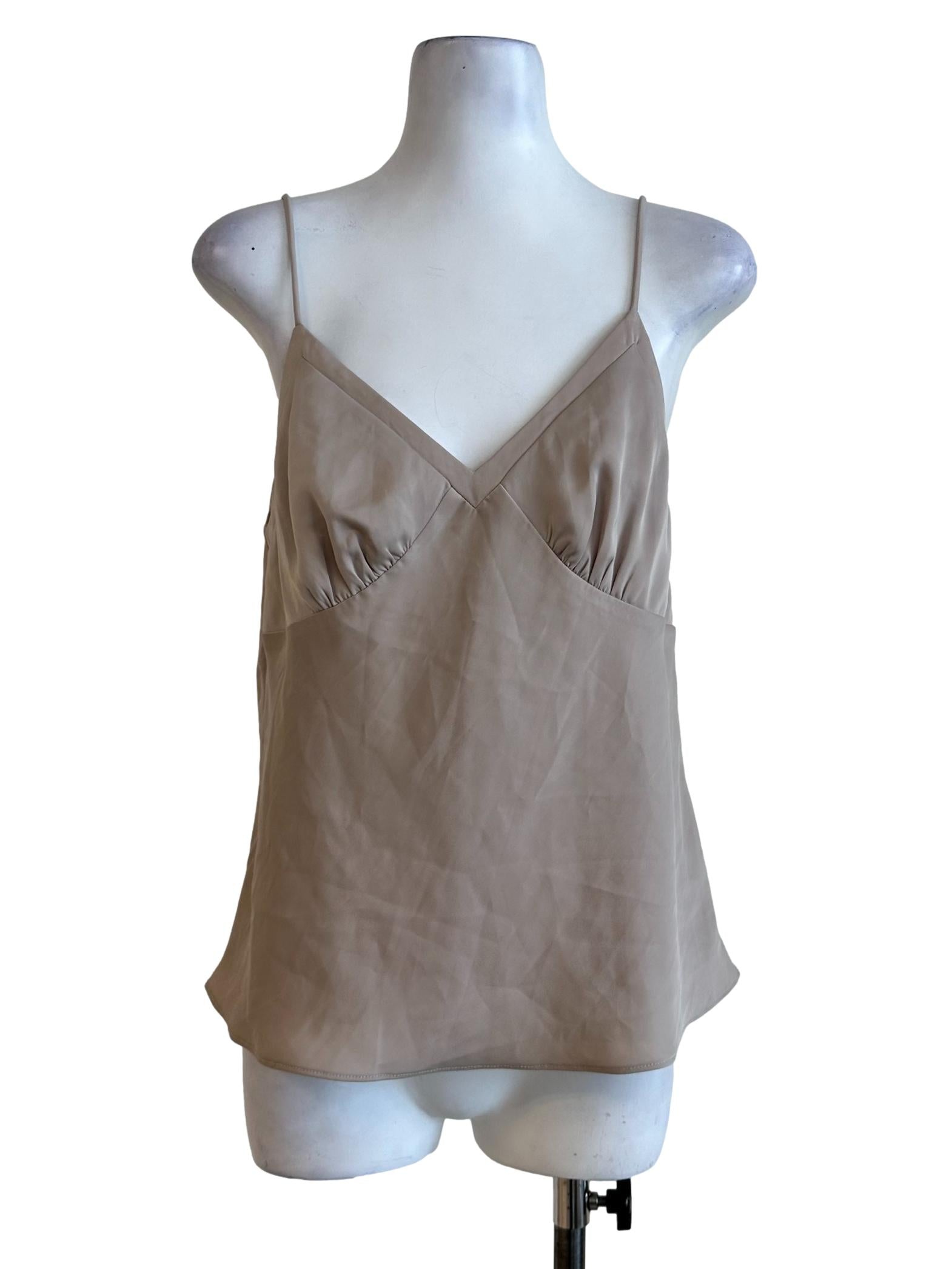 Beige Non Padded Sleeveless Top