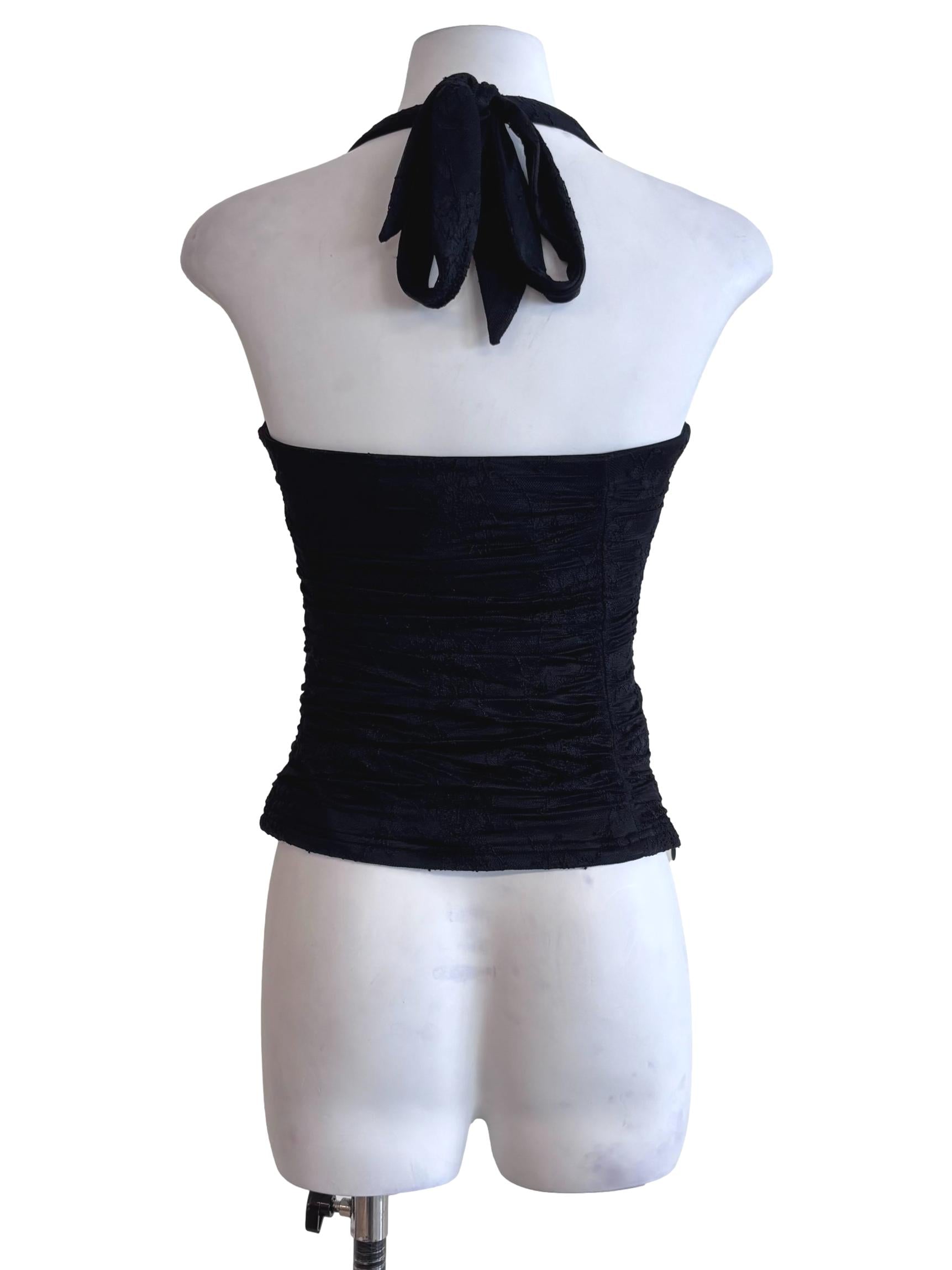 Onyx Black Lacey Halter Top