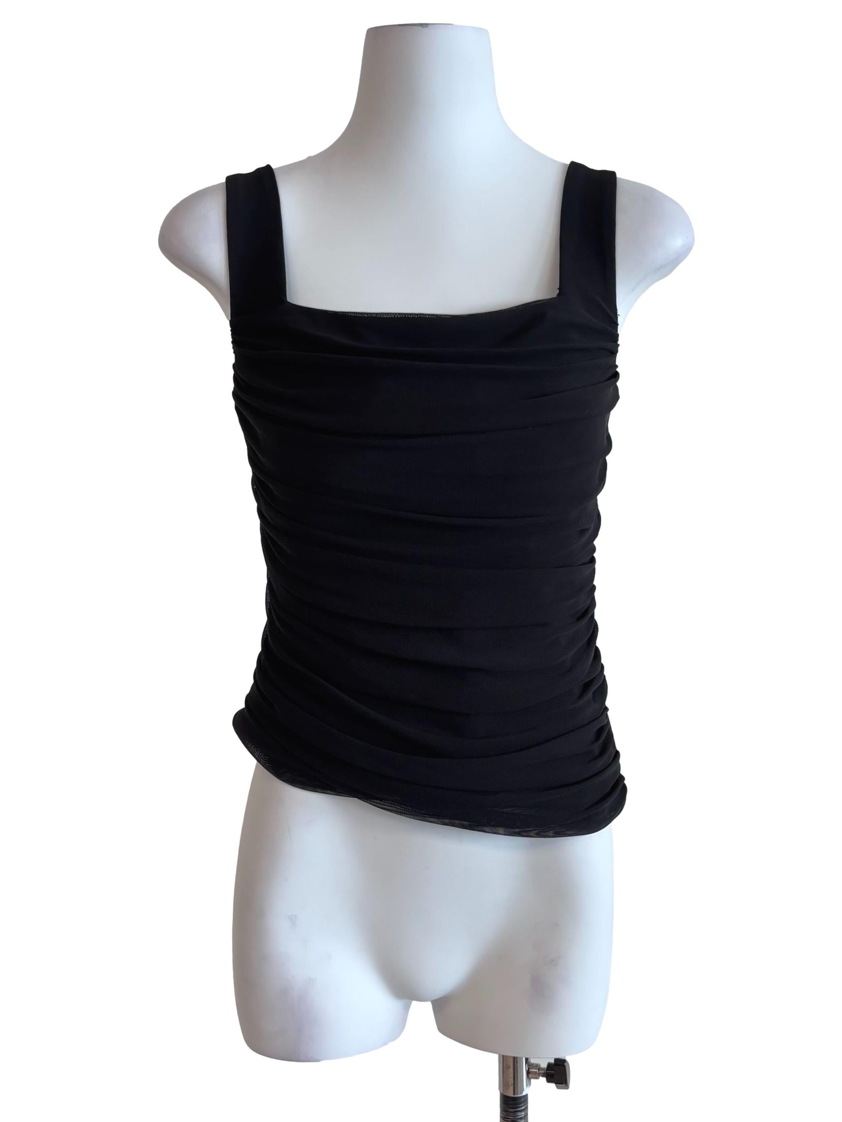 Jet Black Square Neck Draped Top