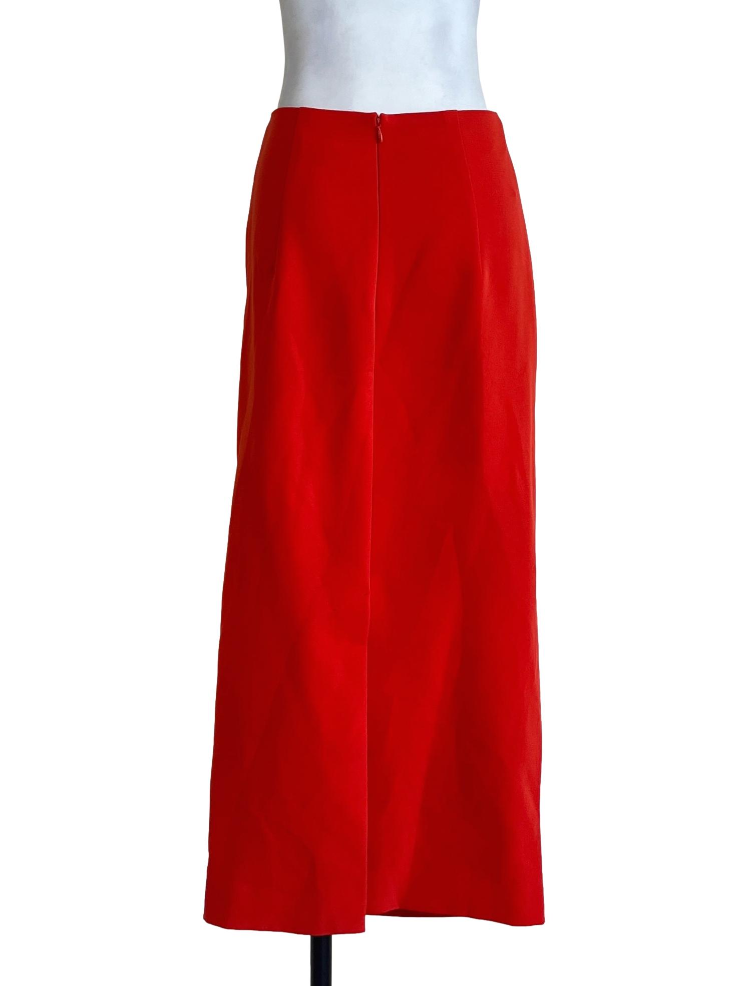 Neon Orange Drape A-Line Skirt