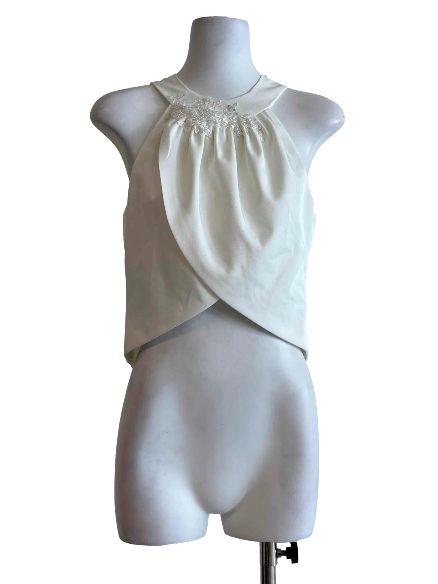 Pearl White Backless Halter Top