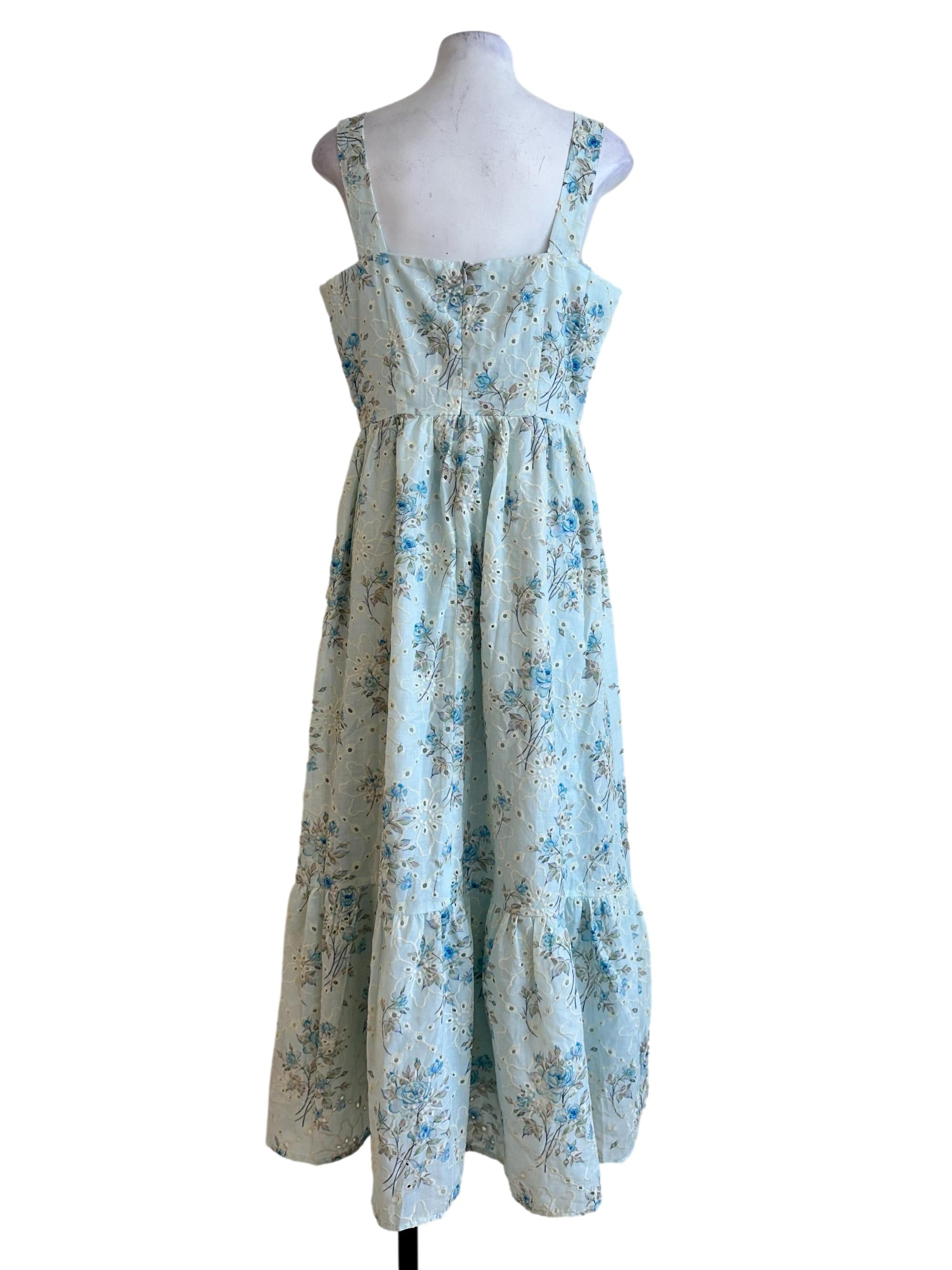 Sky Blue Embroidered Pattern Dress