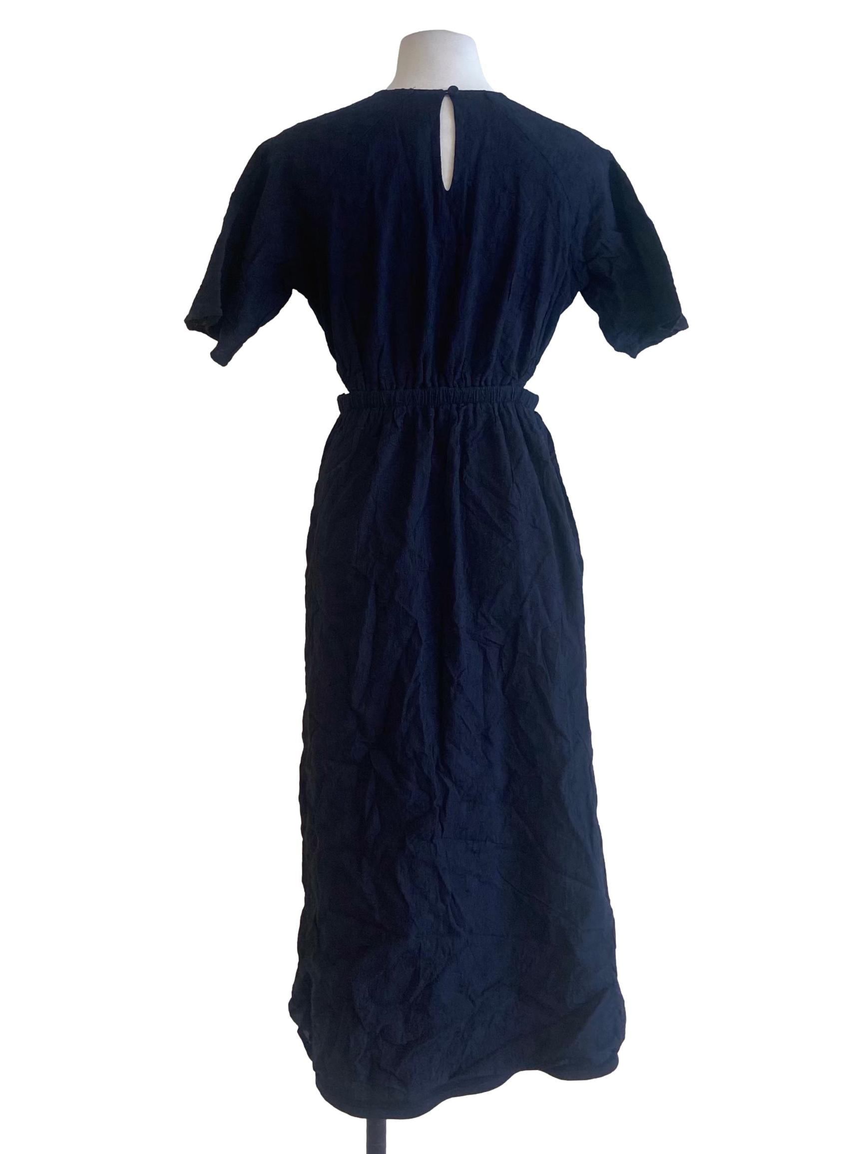 Navy Blue Floral A-Line Dress