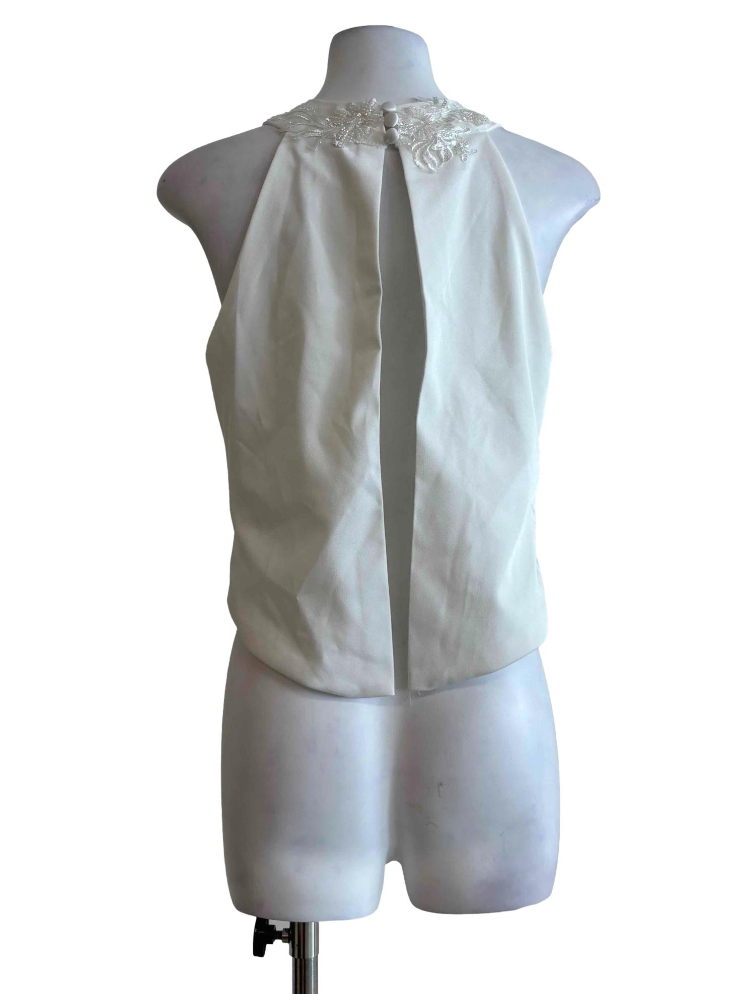 Pearl White Backless Halter Top