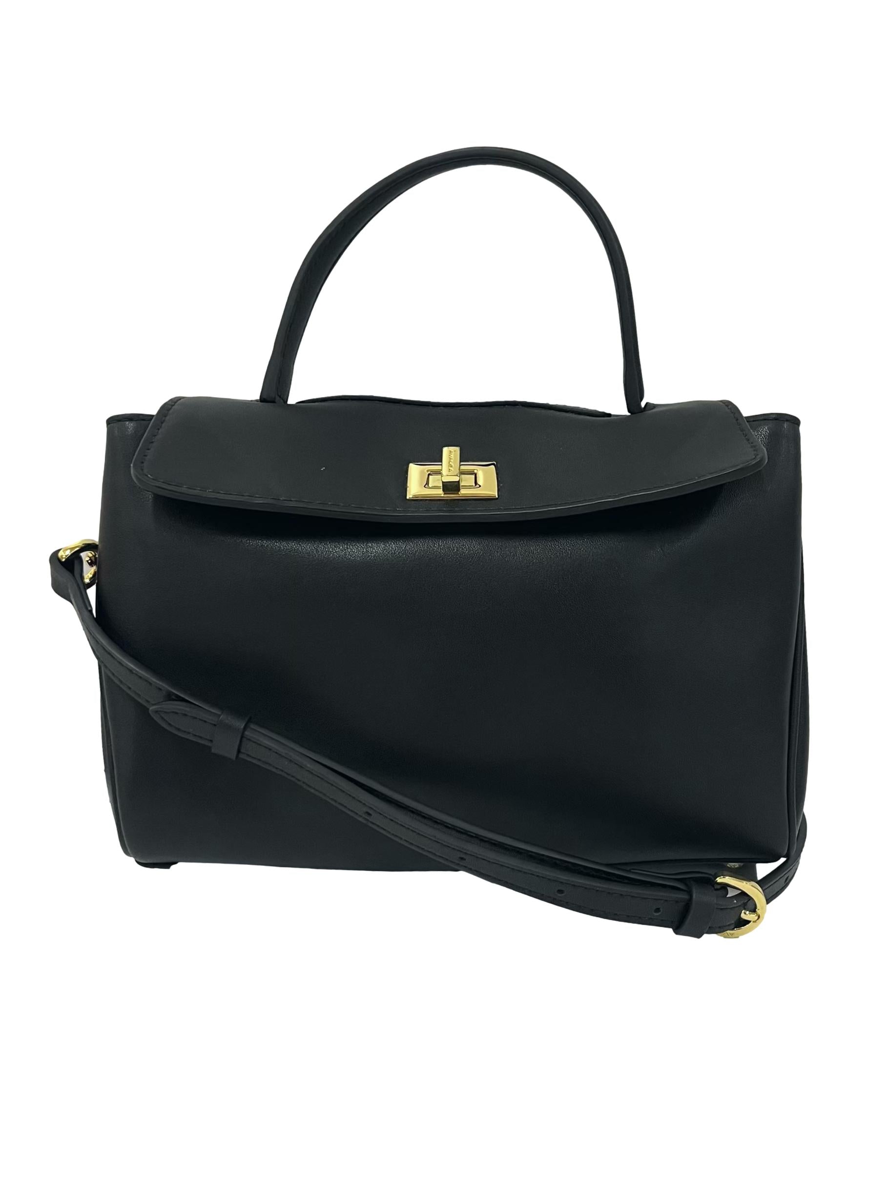 Black Leather Lazy Retro Crossbody Bag CSN