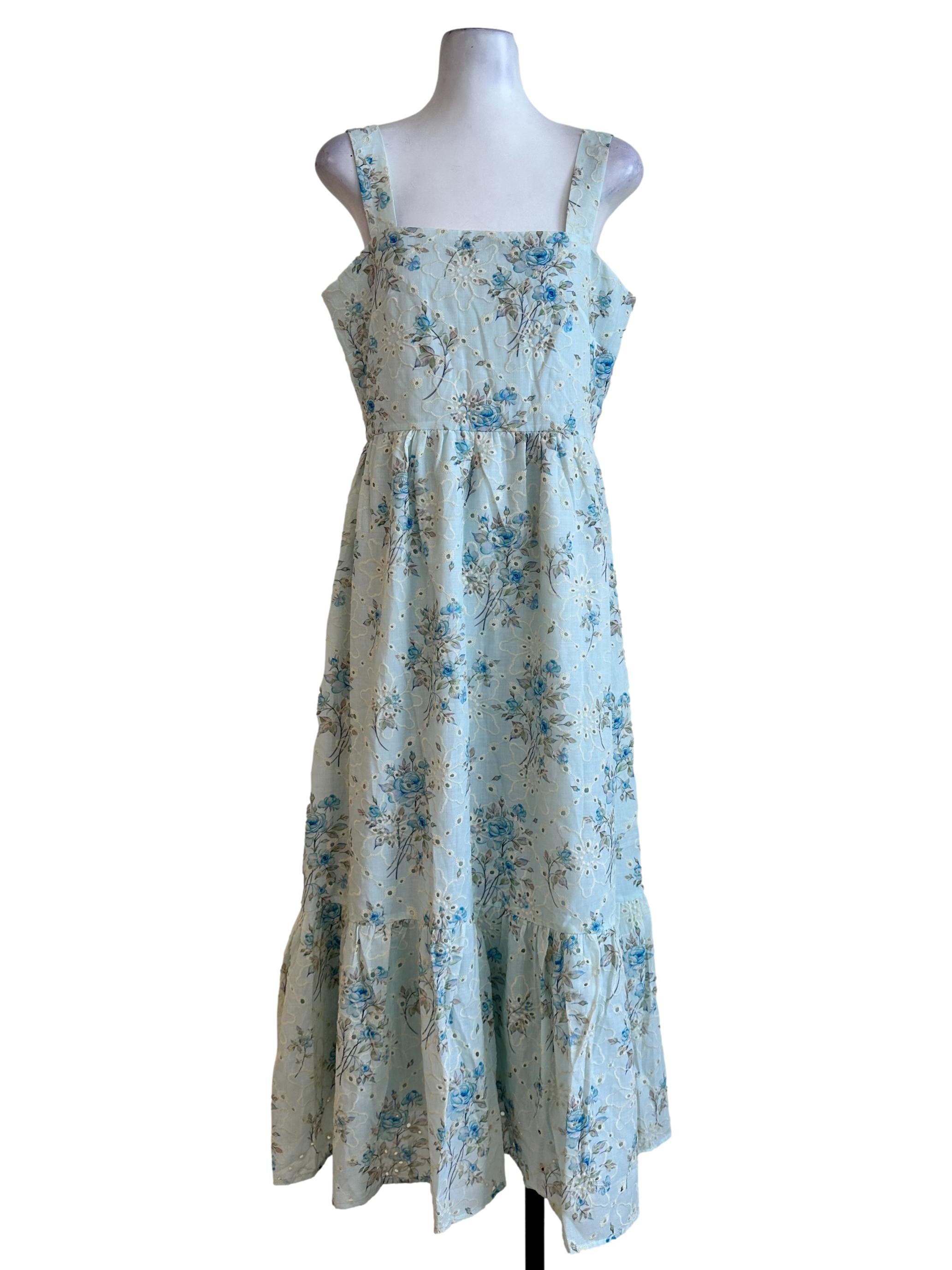 Sky Blue Embroidered Pattern Dress